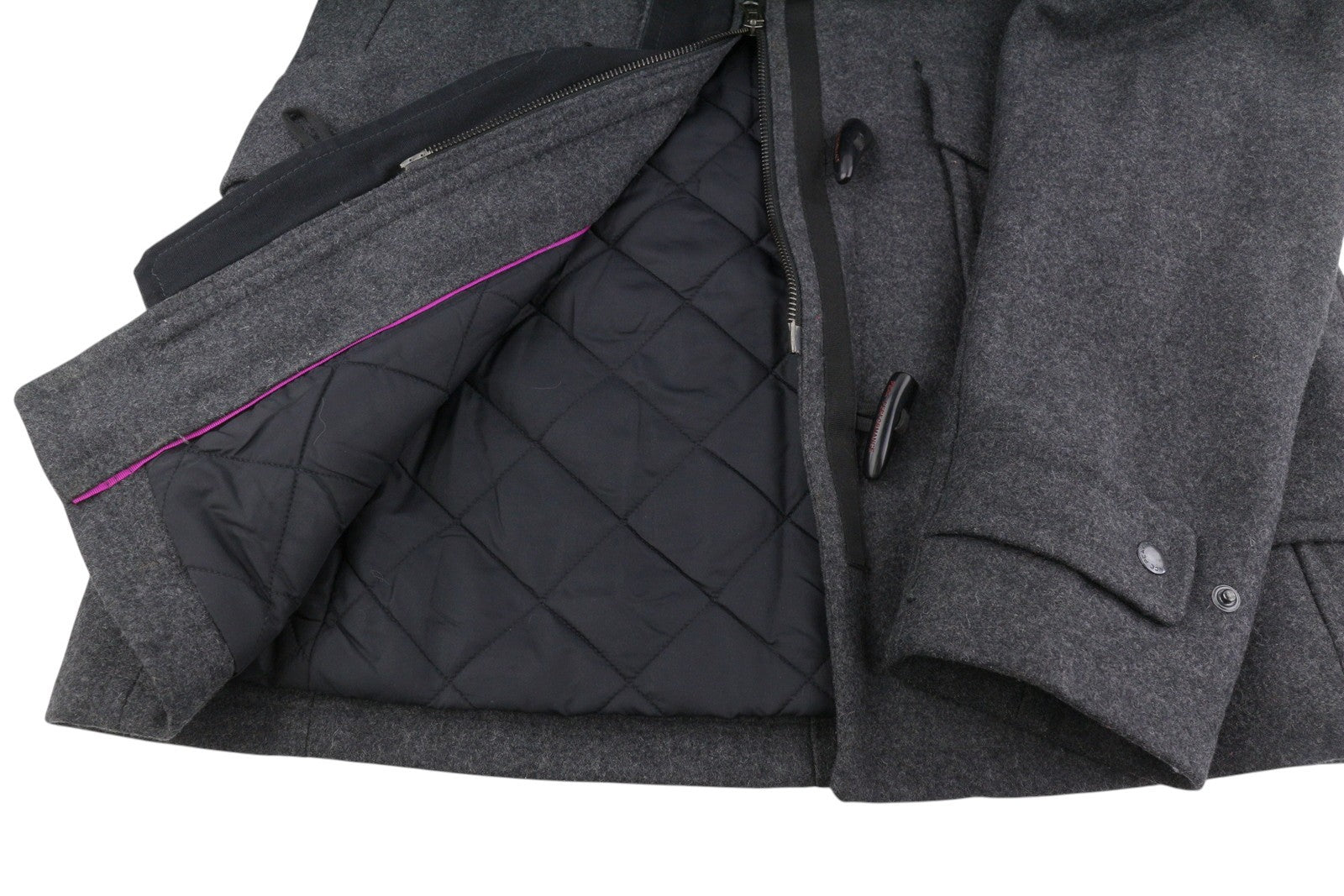 PEAK PERFORMANCE Duffle Women Coat M Melange Grey Wool Blend Toggles Hooded