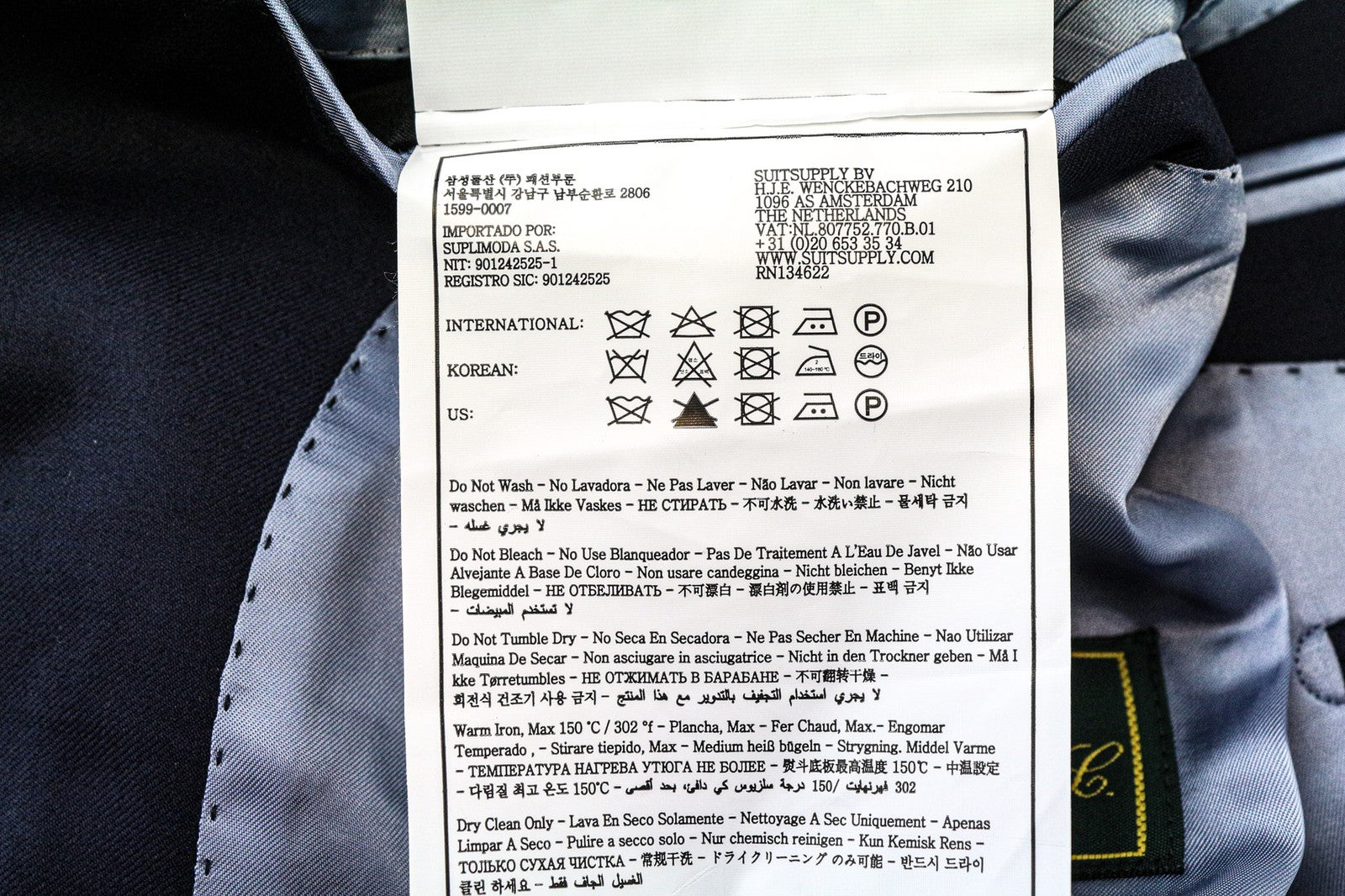 SUITSUPPLY La Spalla Men's Blazer UK44S Navy Slim Classic Wool Formal Lined