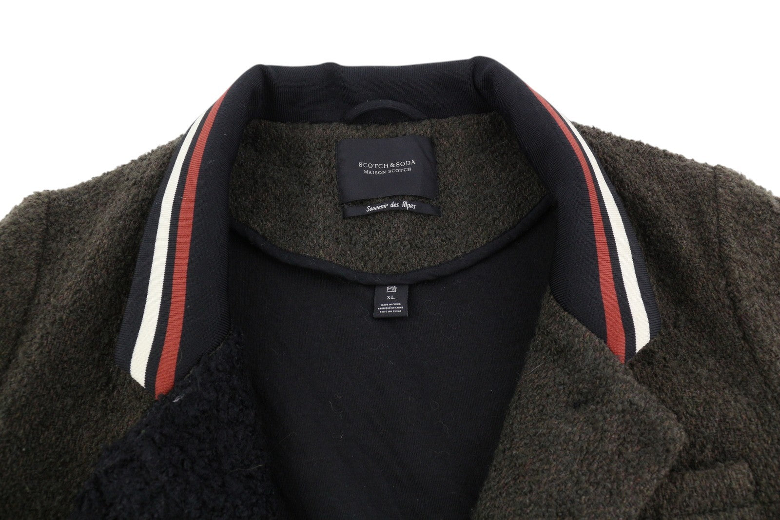 MAISON SCOTCH Women Coat XL Brown Wool Blend Buttoned Unlined Logo Mid-Length