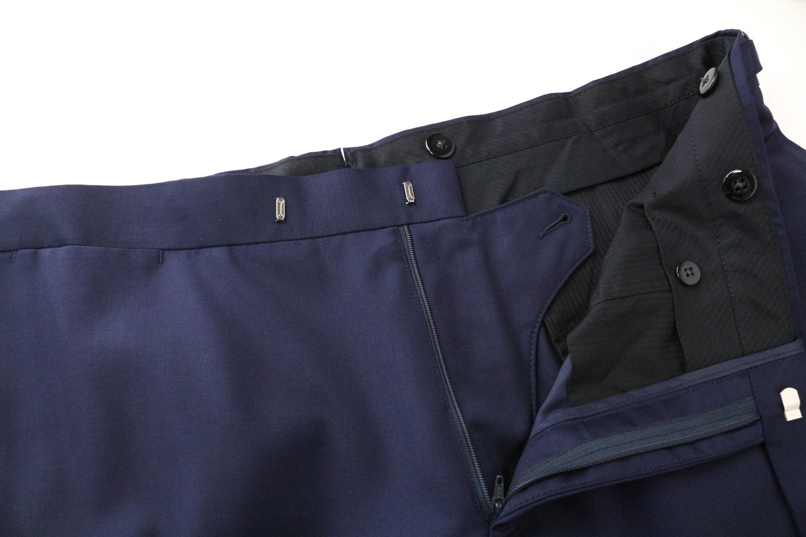 SUITSUPPLY Brescia Tux Men's Pants UK46R Blue Slim Wool Melange Flat-Front Dress