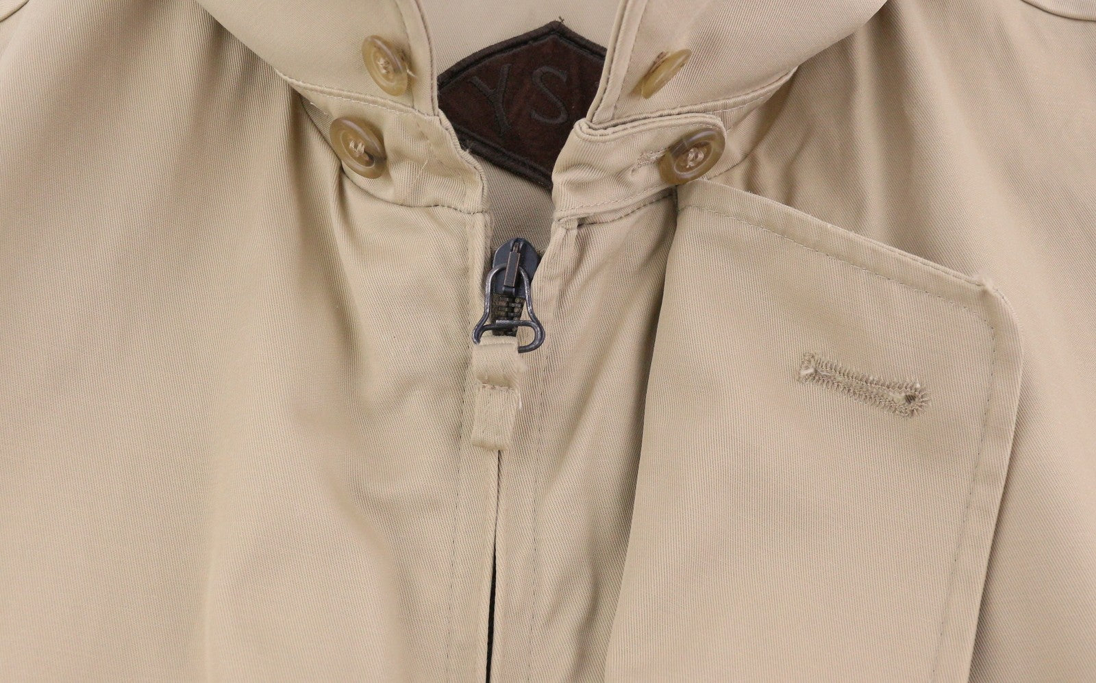 YVES SAINT LAURENT Men Jacket Coat 48 Beige Full Zip Spread Collar Vintage Lined