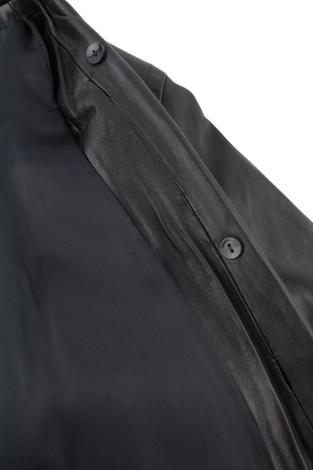 MARINA RINALDI Women Jacket ~M Vintage Black Real Leather Remove Lining Mid Coat