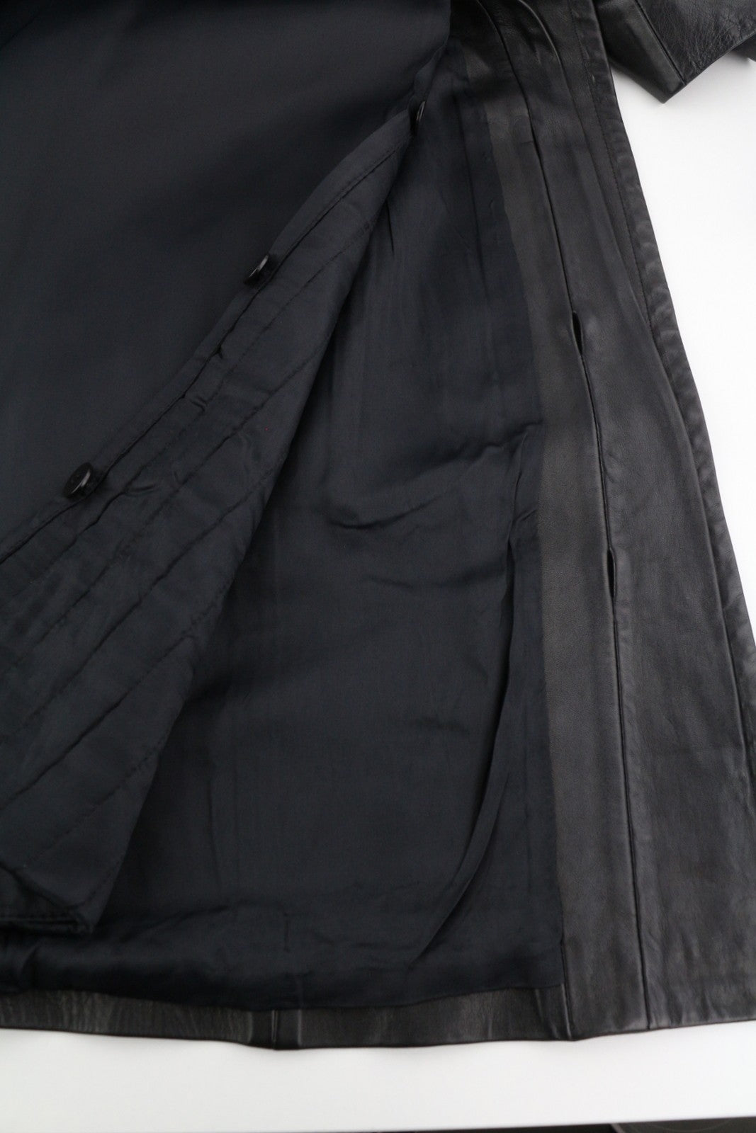 MARINA RINALDI Women Jacket ~M Vintage Black Real Leather Remove Lining Mid Coat