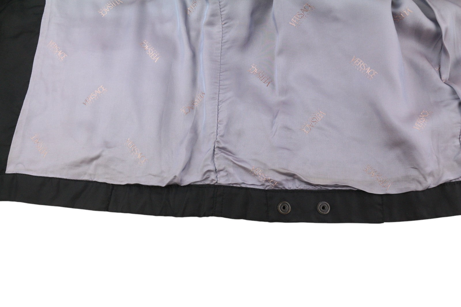 VERSACE Men Jacket 50 Black High Band Neck Lined Zipper Pockets Lightweight