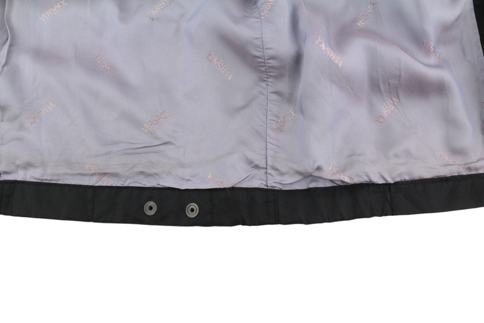 VERSACE Men Jacket 50 Black High Band Neck Lined Zipper Pockets Lightweight