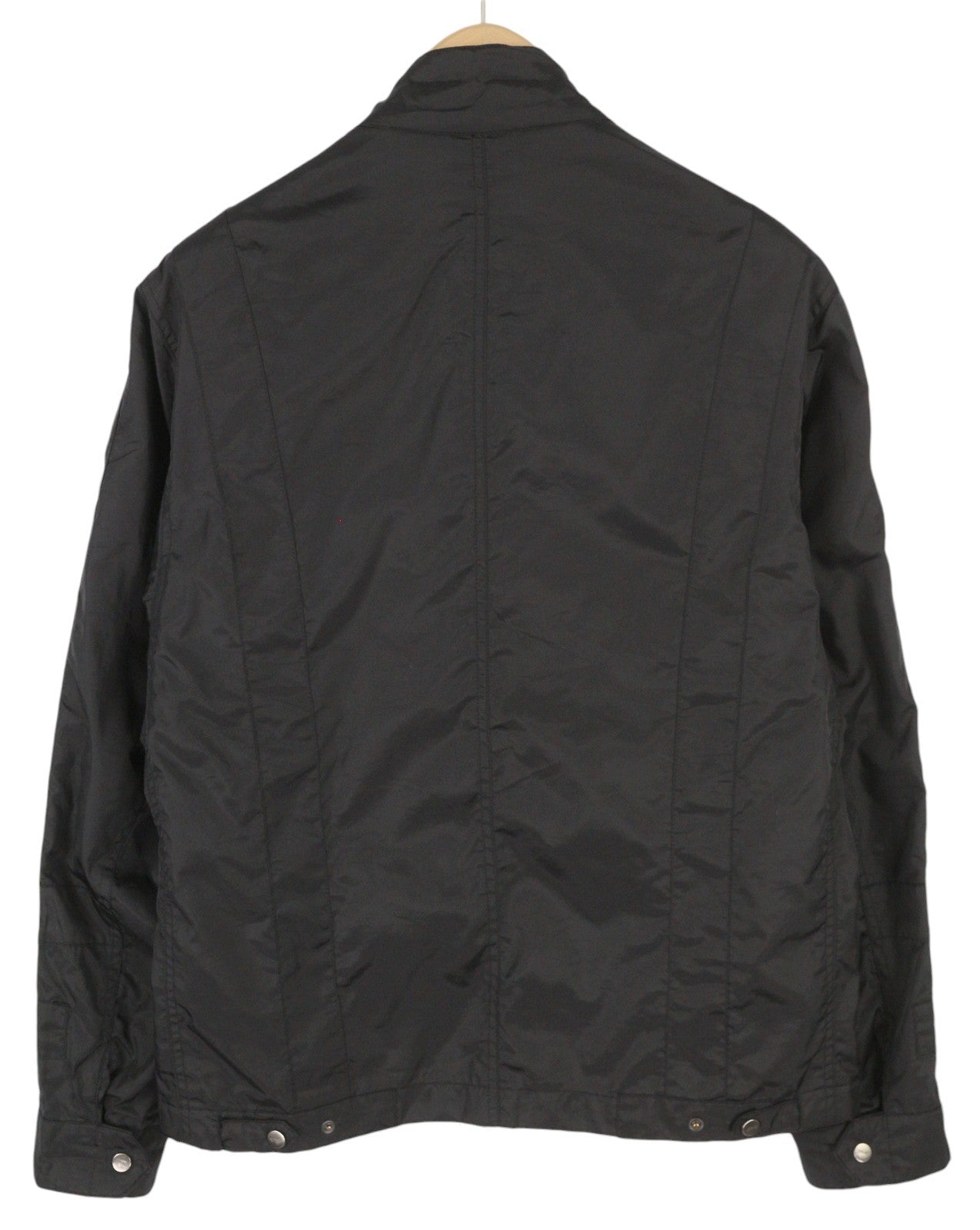 VERSACE Men Jacket 50 Black High Band Neck Lined Zipper Pockets Lightweight