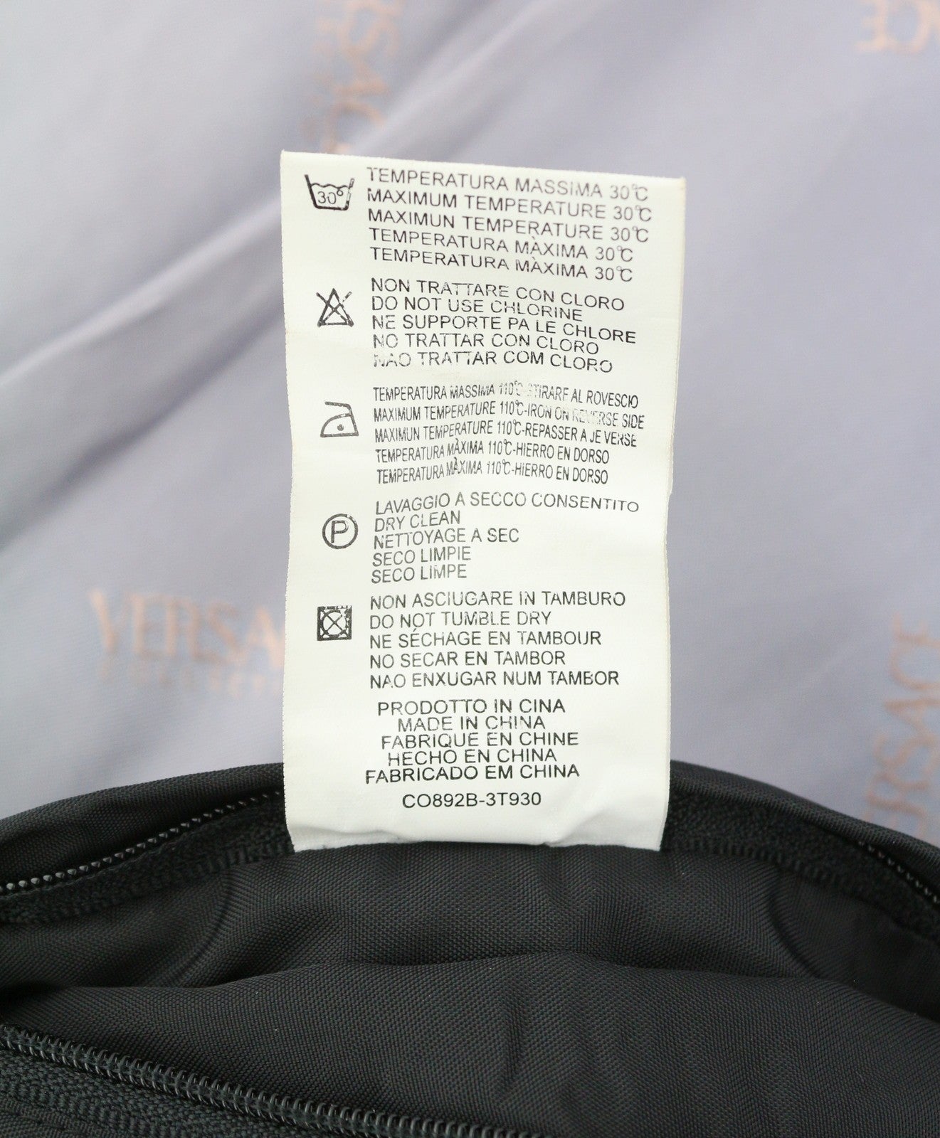 VERSACE Men Jacket 50 Black High Band Neck Lined Zipper Pockets Lightweight