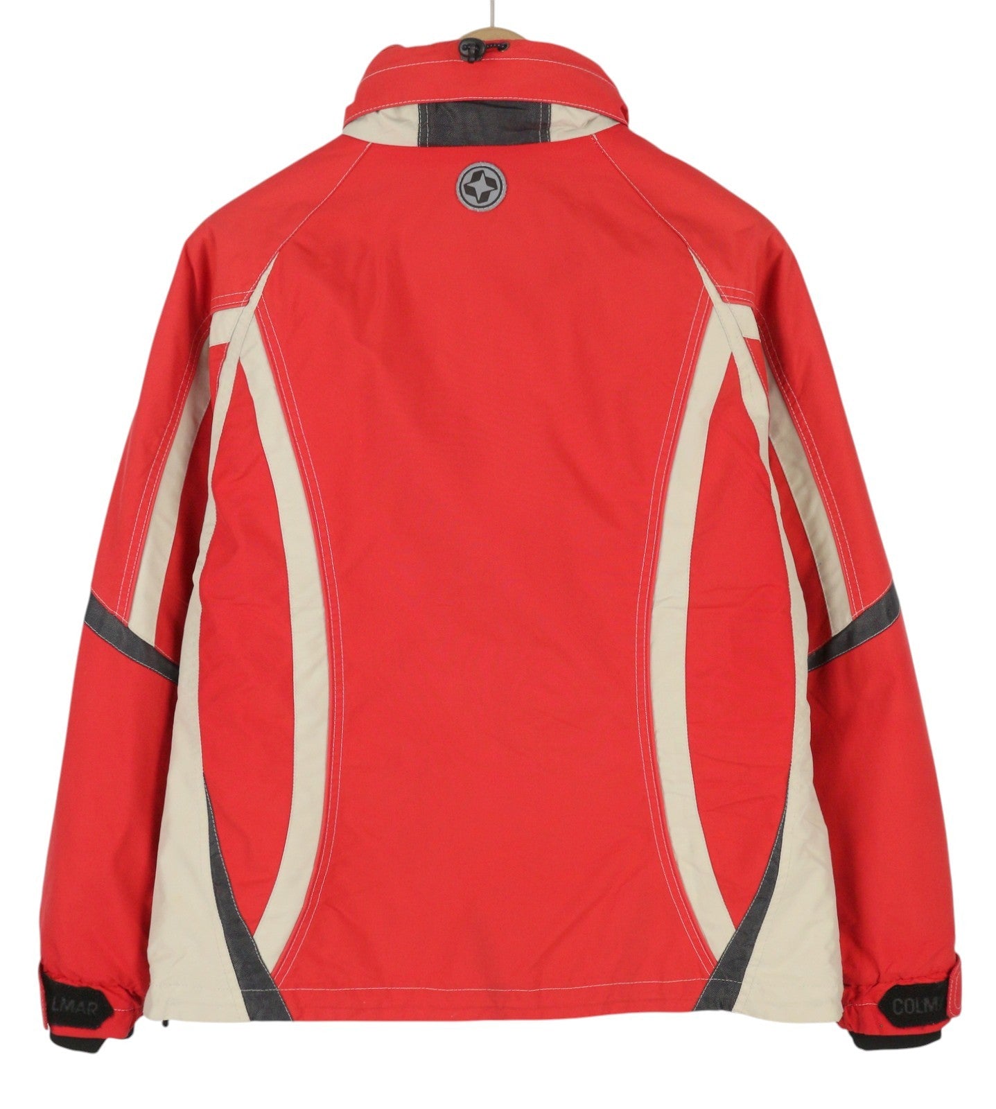 COLMAR Women Jacket 44 Red Vintage Hidden Hood Full Zip Pockets Lightweight