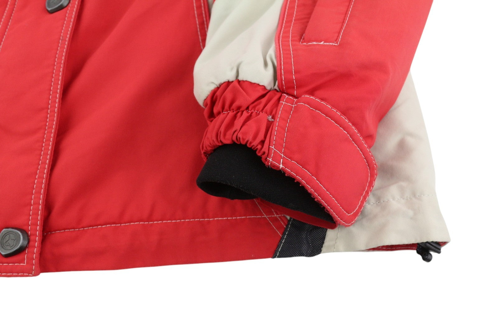 COLMAR Women Jacket 44 Red Vintage Hidden Hood Full Zip Pockets Lightweight