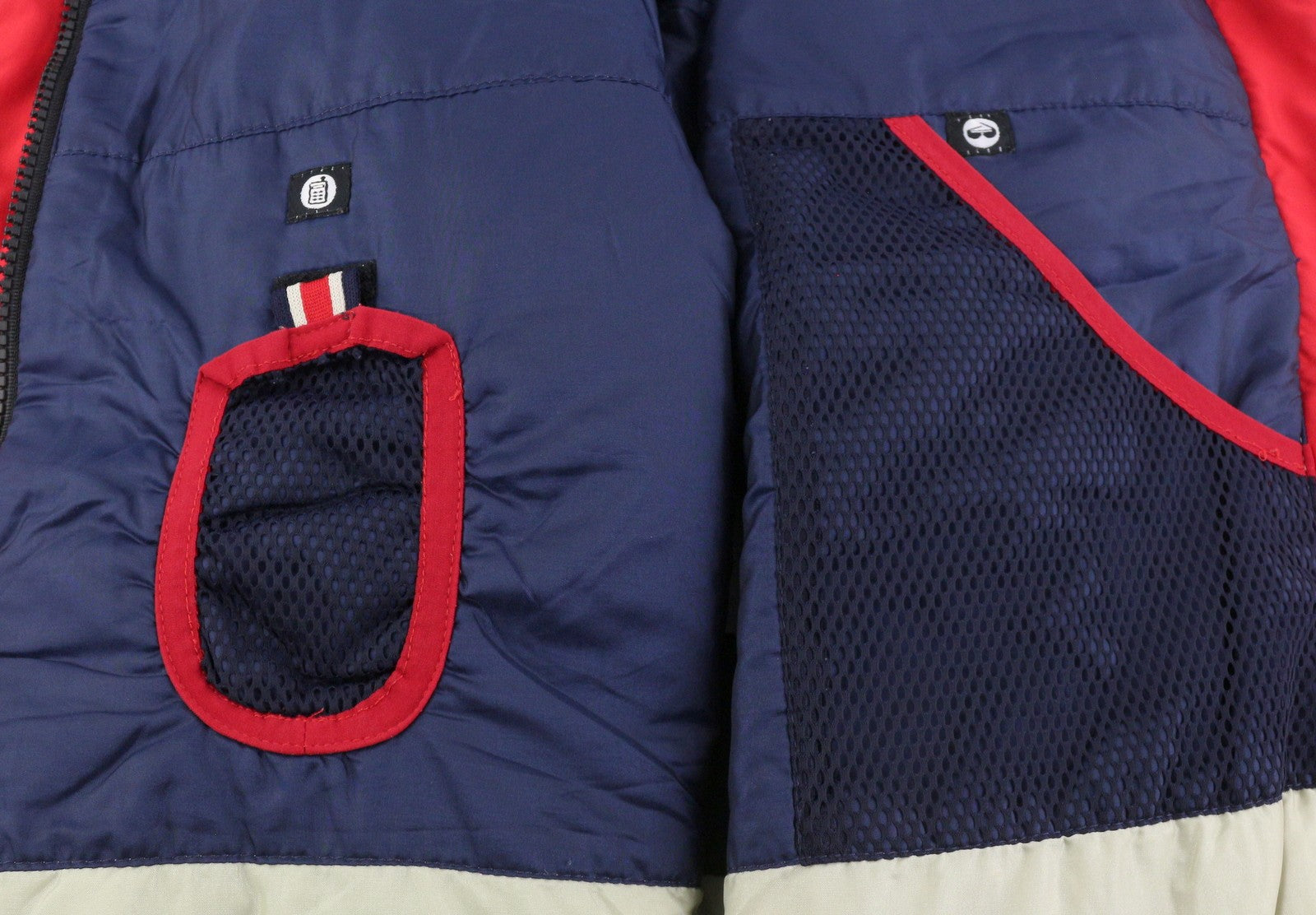 COLMAR Women Jacket 44 Red Vintage Hidden Hood Full Zip Pockets Lightweight