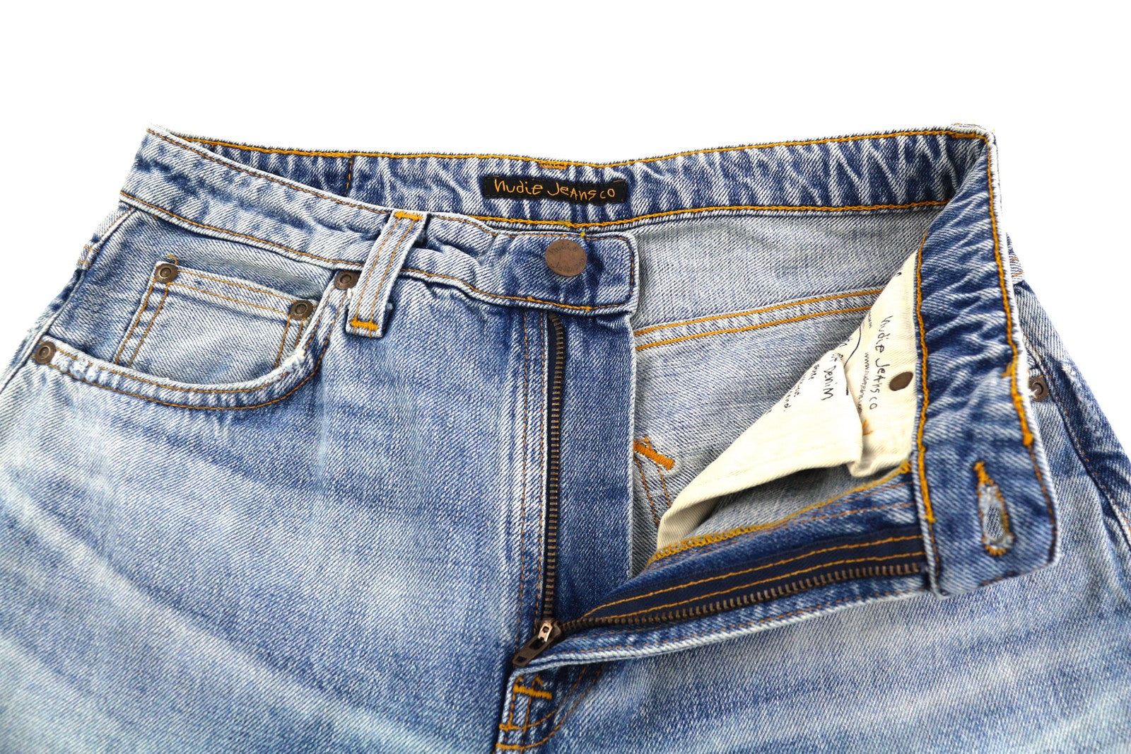 NUDIE JEANS Breezy Britt Women Jeans W29/L32 Used Original Slim Fit Washed Blue