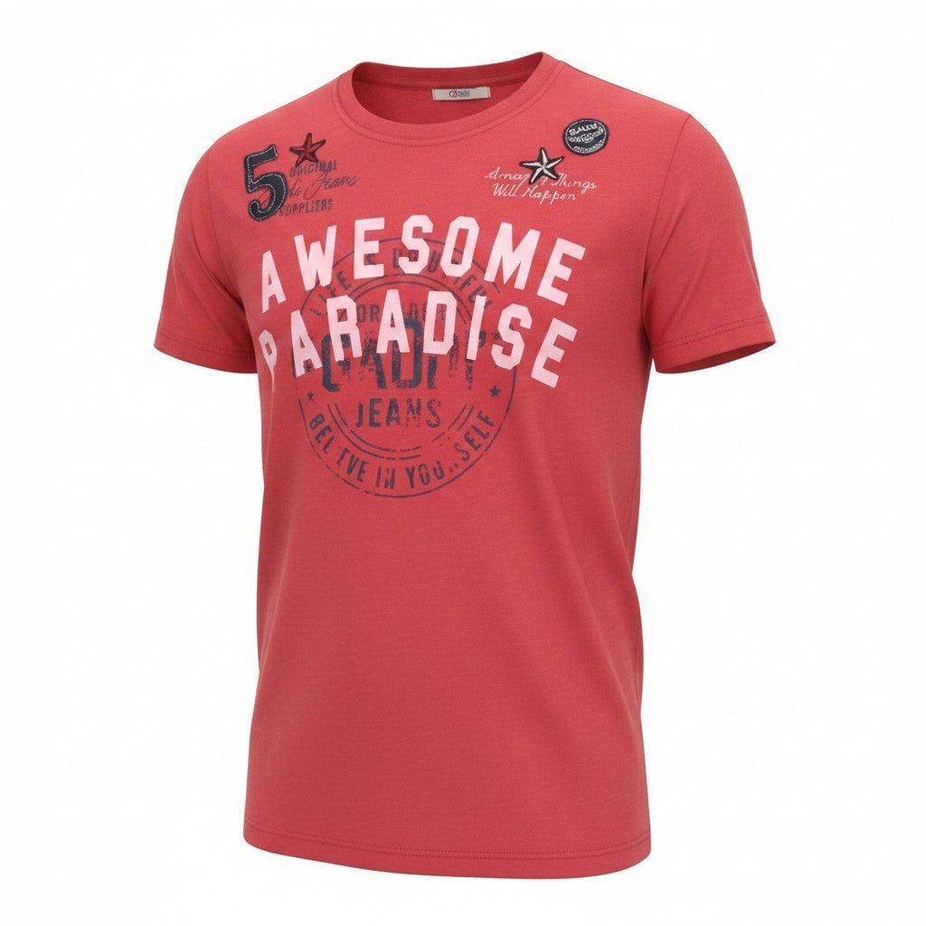 Rotes Twill-T-Shirt