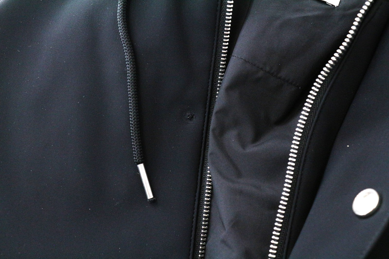 SANDRO Men's Jacket XS Black Tech Parka Hooded Drawstring Stretch Outerwear