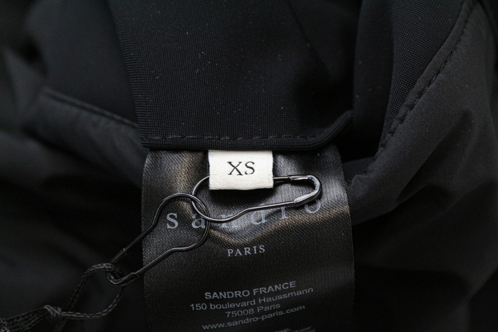 SANDRO Men's Jacket XS Black Tech Parka Hooded Drawstring Stretch Outerwear