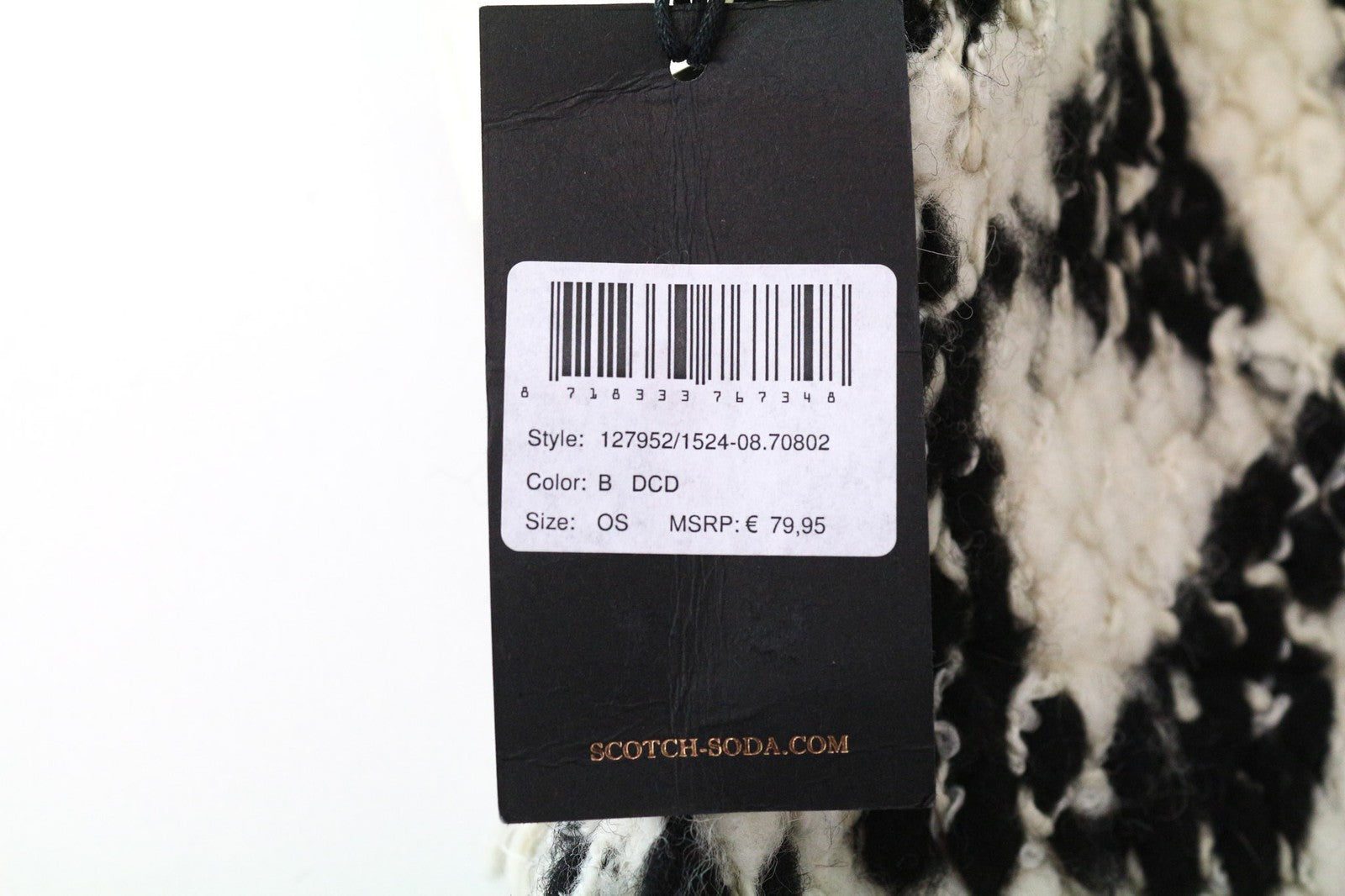 MAISON SCOTCH Women's Scarf One Size Off-White Wool Triangle Geometric Chunky