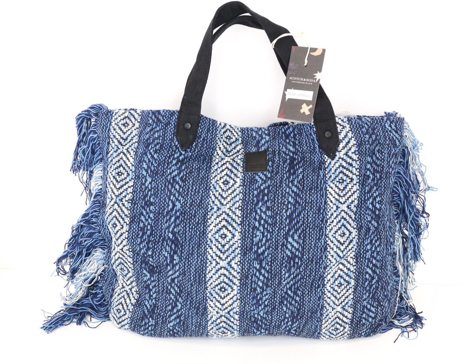 SCOTCH & SODA Women's Bag One Size Light Blue Woven Knit Logo Lined Tassels