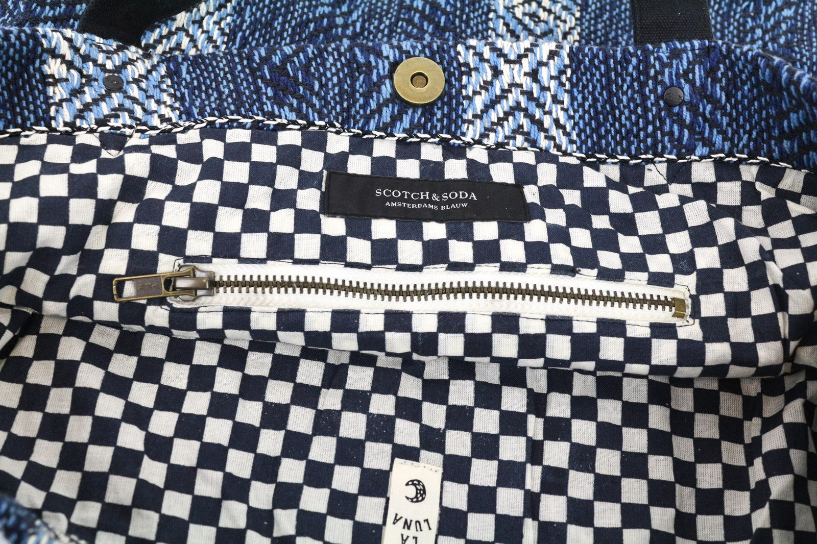 SCOTCH & SODA Women's Bag One Size Light Blue Woven Knit Logo Lined Tassels