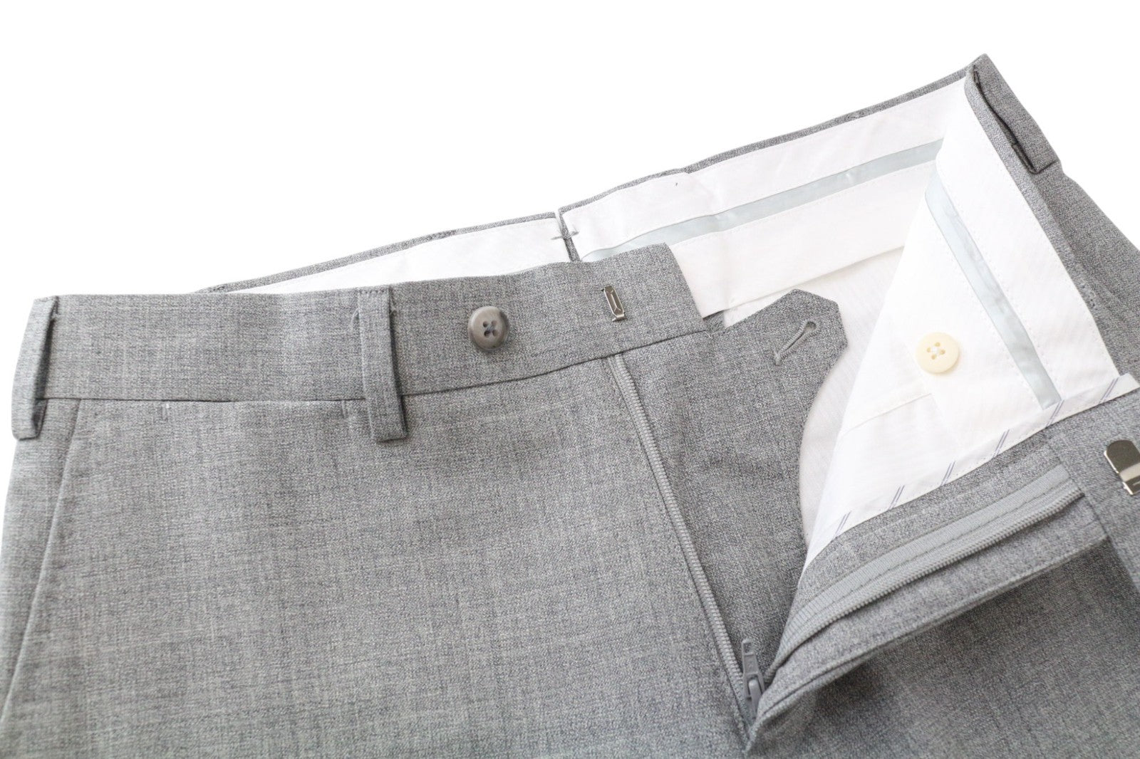 SUITSUPPLY Lazio Men's Suit UK34R Grey Tropical Melange Slim 2Pc Pure Wool