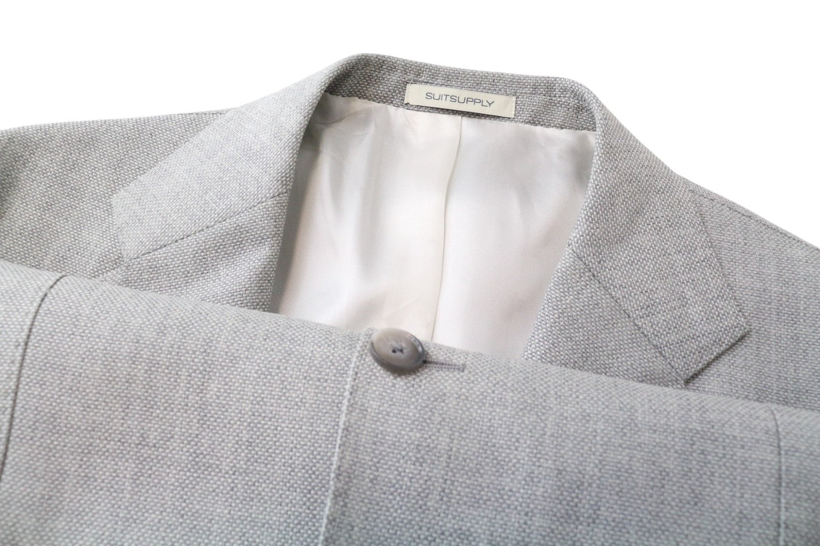 SUITSUPPLY Havana Jetted Men's Suit UK44R Grey Melange Pure Wool Slim 2-Piece