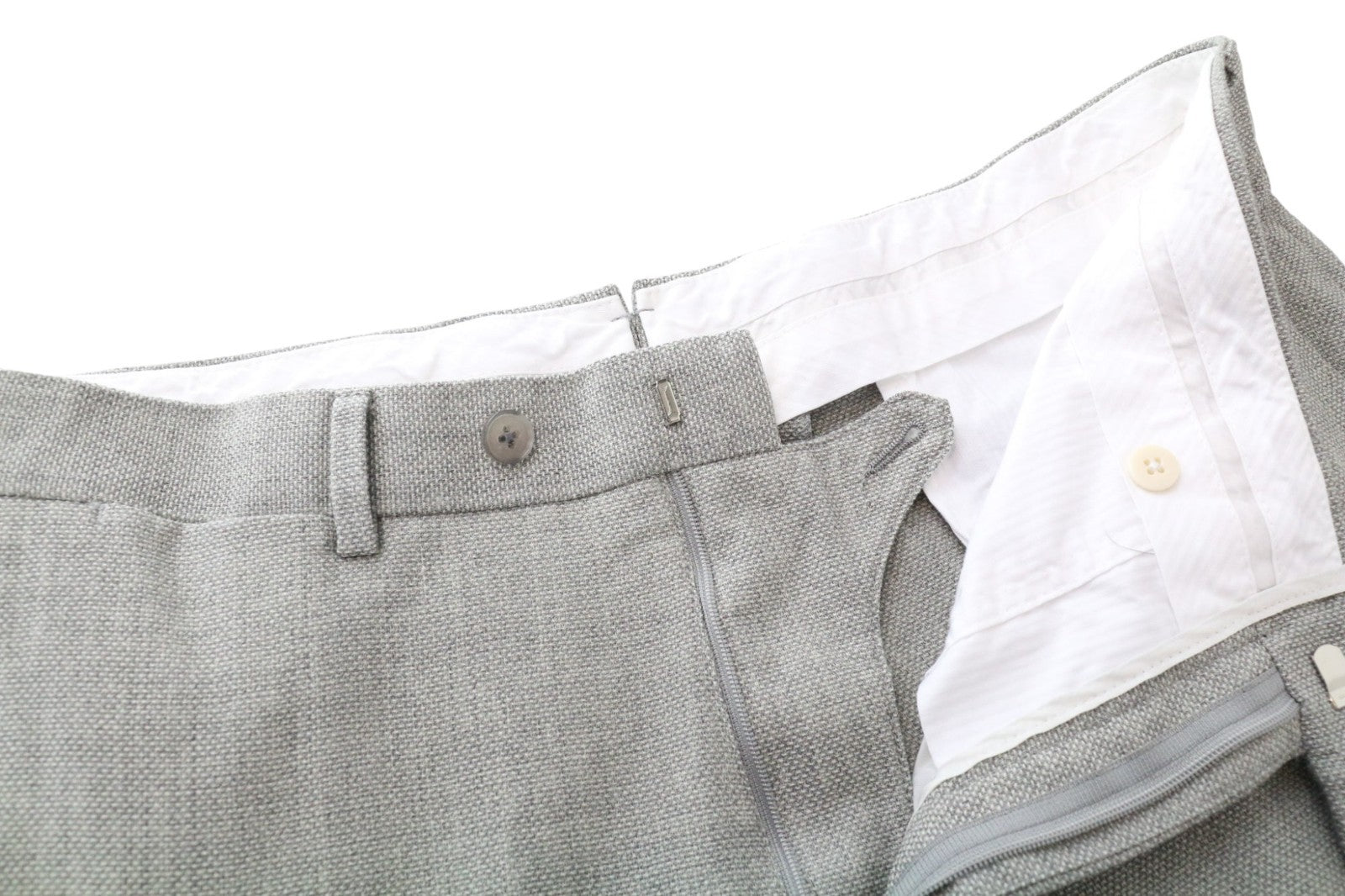 SUITSUPPLY Havana Jetted Men's Suit UK44R Grey Melange Pure Wool Slim 2-Piece