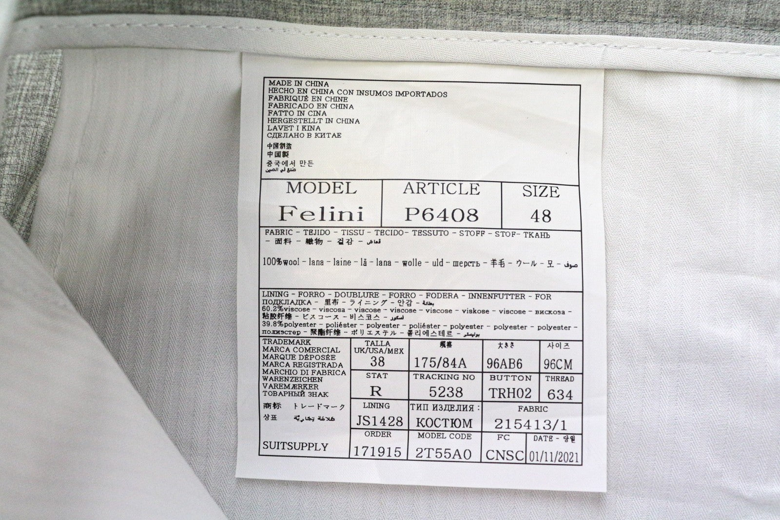 SUITSUPPLY Havana Double Breasted Men's Suit UK38R Grey Striped Wool S130 Slim