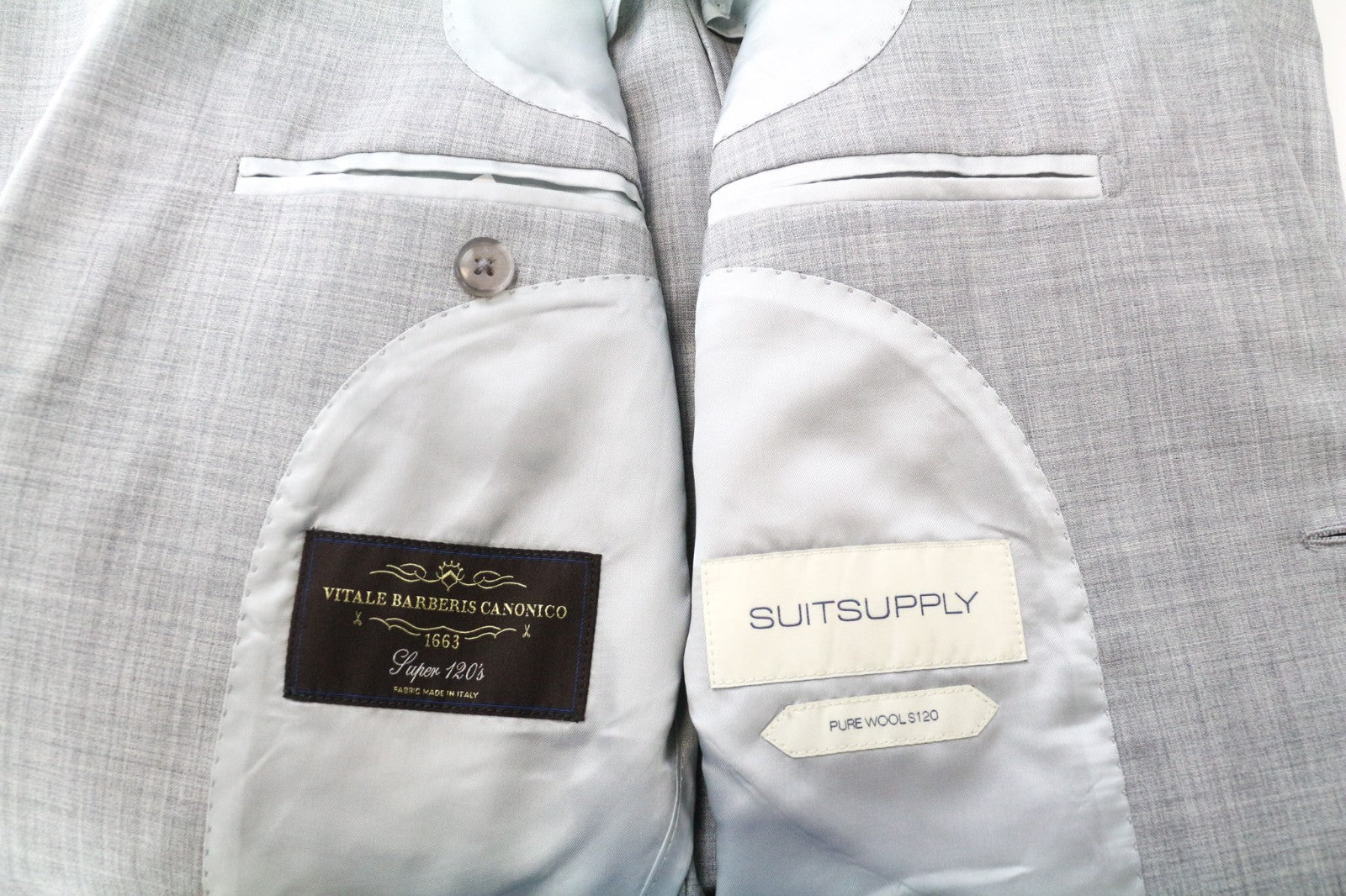 SUITSUPPLY Havana Patch Men's Suit UK38R Grey Melange Wool Slim 2Pc S120s