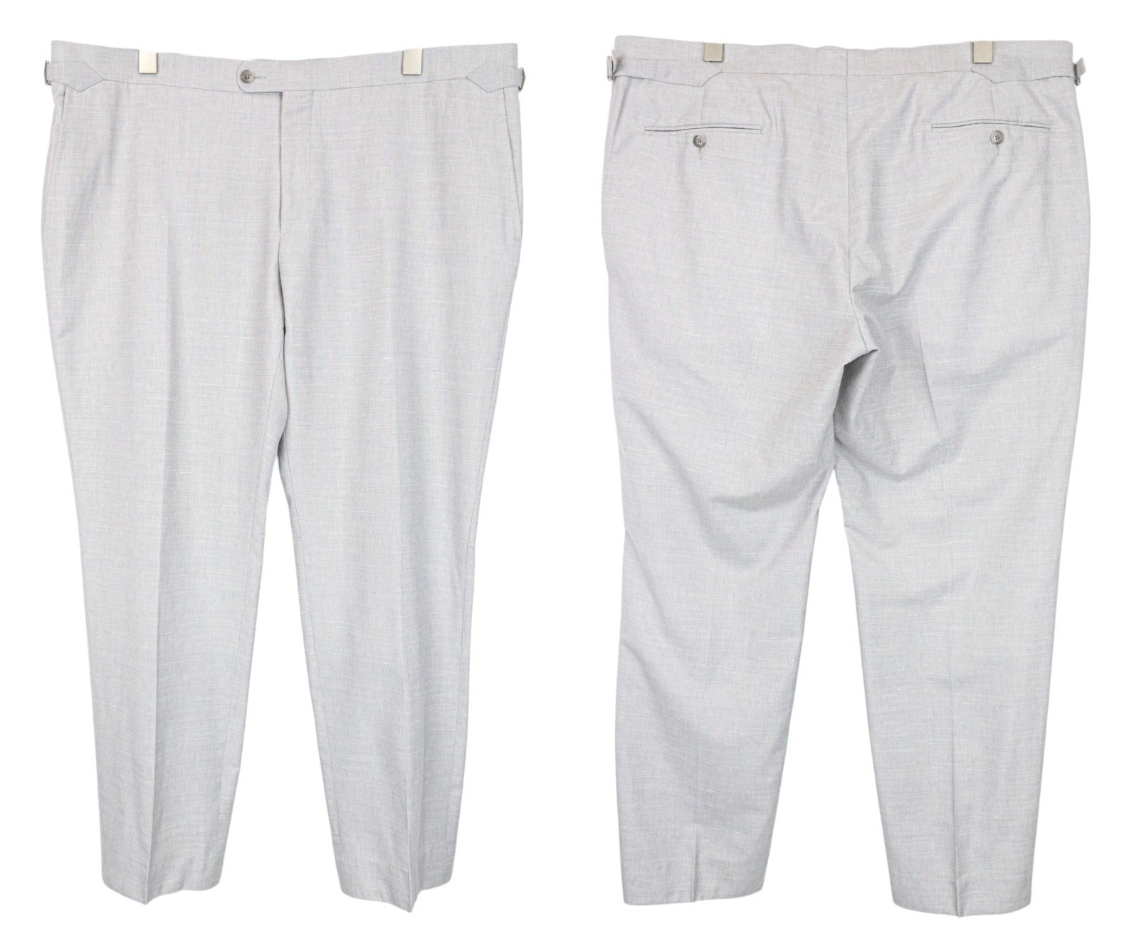 SUITSUPPLY Havana Jetted Men's Suit UK50R Grey Melange Slim 3pc Wool Silk Linen