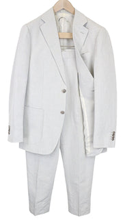 SUITSUPPLY Havana Patch Men's Suit UK38R Grey Slim Half-Lined Linen Cotton 2Pc