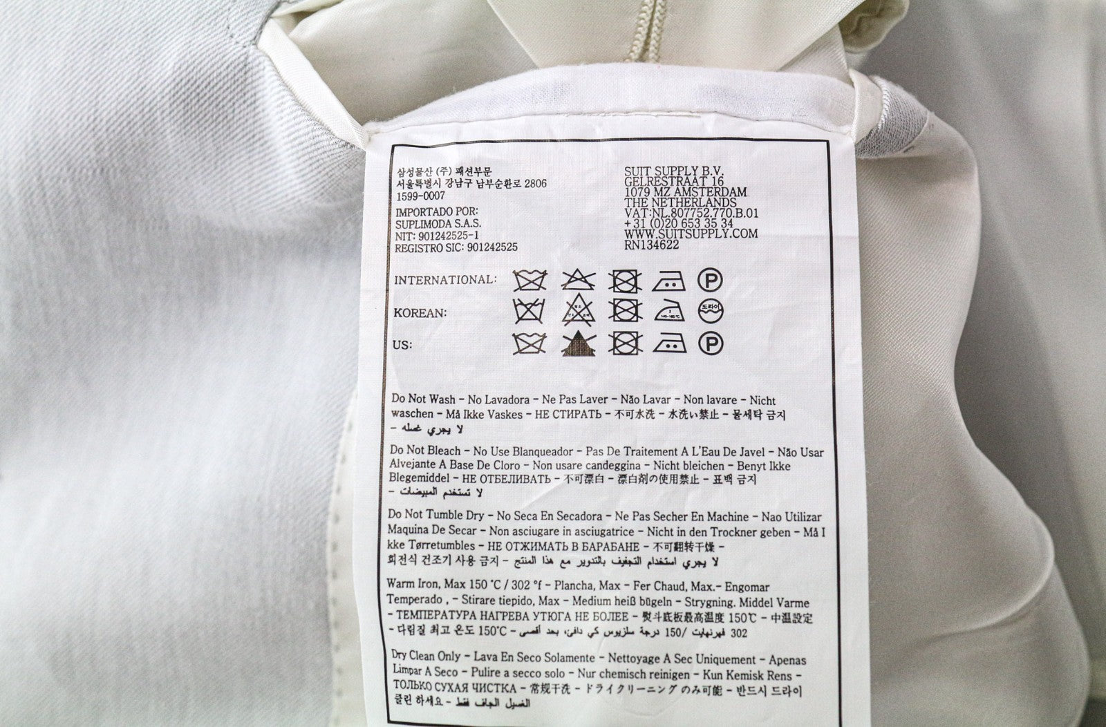 SUITSUPPLY Havana Patch Men's Suit UK38R Grey Slim Half-Lined Linen Cotton 2Pc