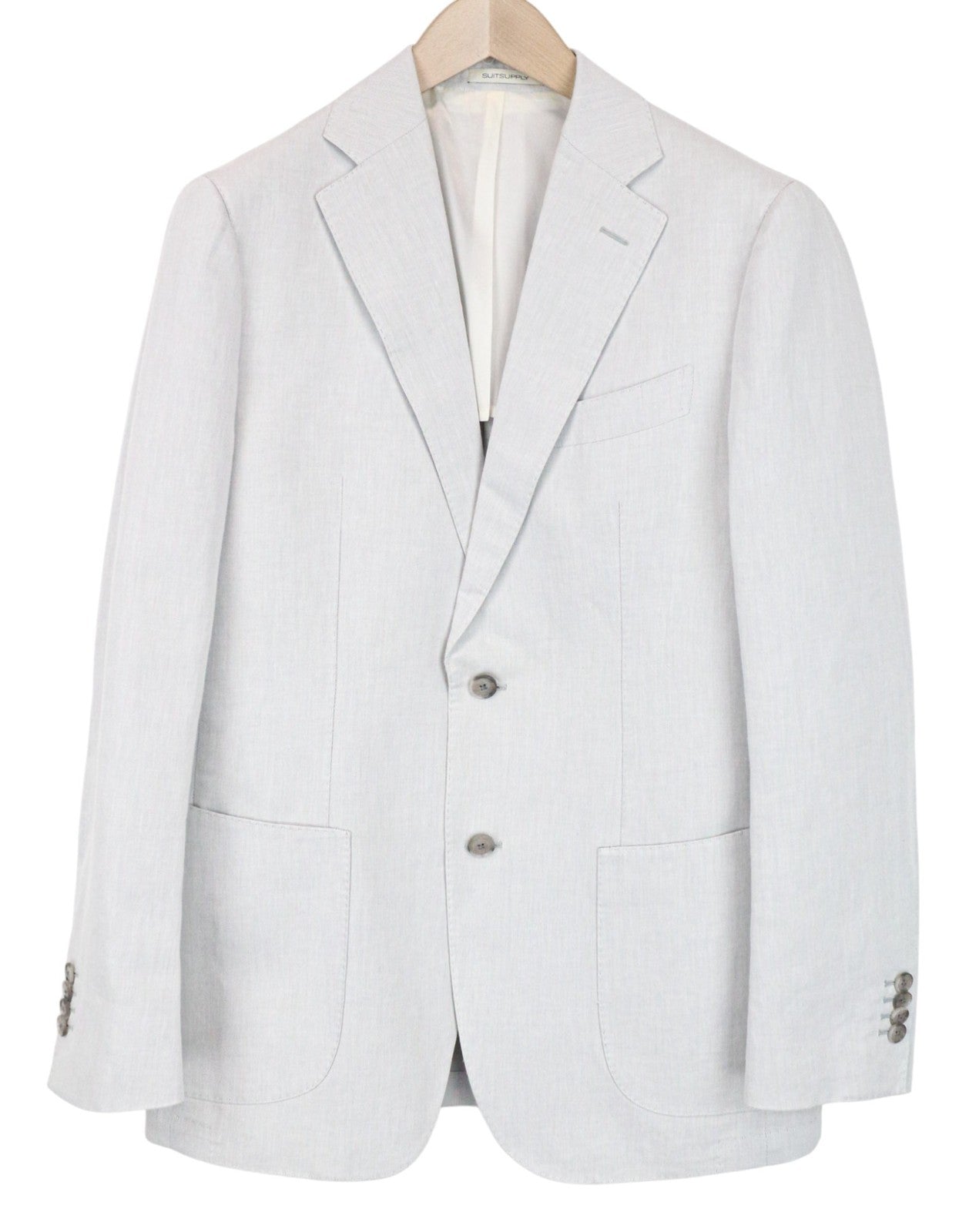 SUITSUPPLY Havana Patch Men's Suit UK38R Grey Slim Half-Lined Linen Cotton 2Pc