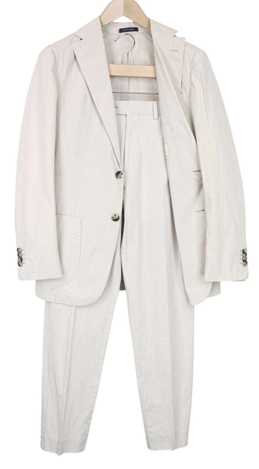 SUITSUPPLY Lazio Patch Men's Suit UK36R Beige Cotton Slim Fit 2Pc