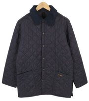 BARBOUR Liddesdale Men Jacket S Dark Blue Snap Buttons Quilted Corduroy Neck
