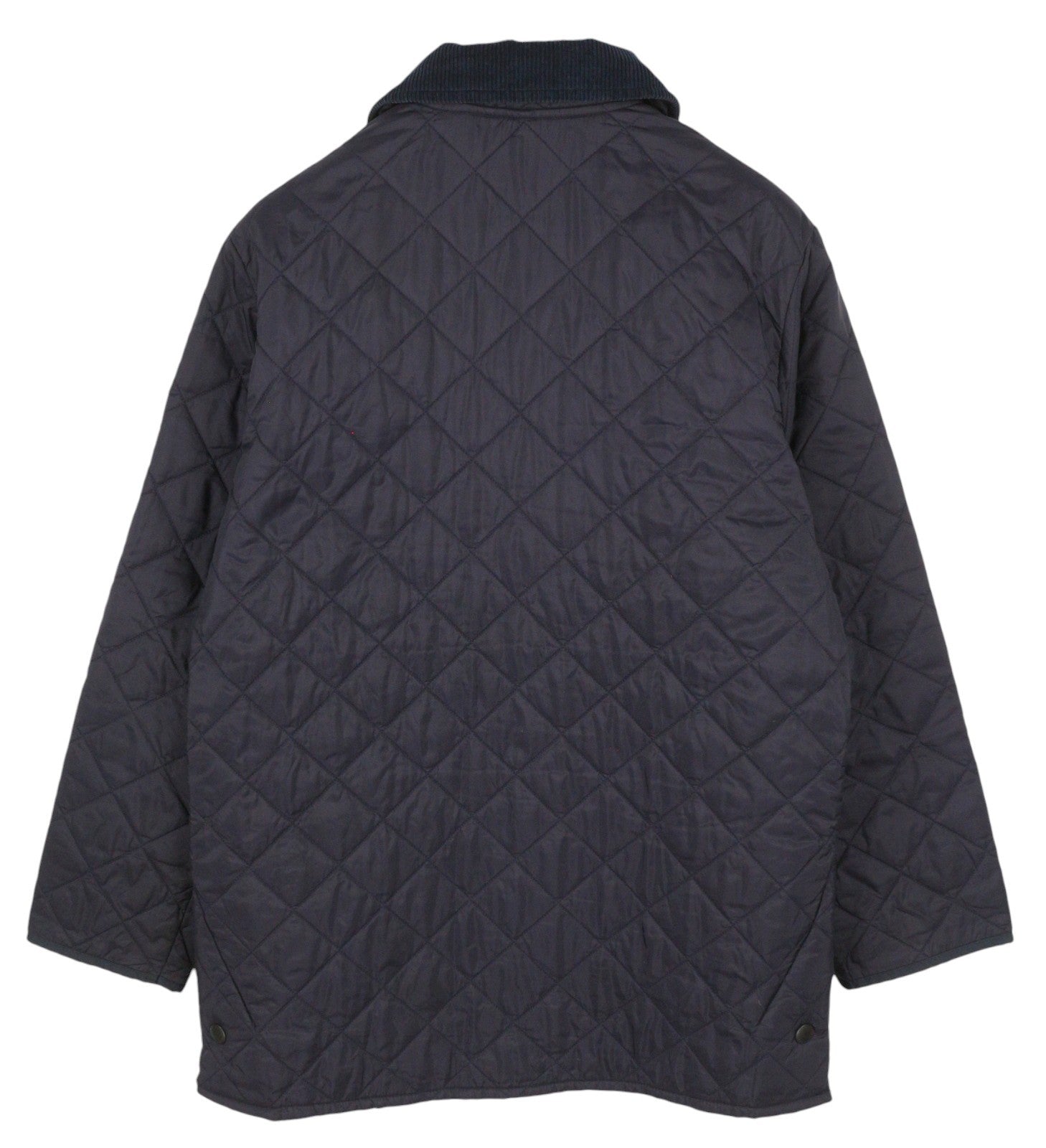 BARBOUR Liddesdale Men Jacket S Dark Blue Snap Buttons Quilted Corduroy Neck