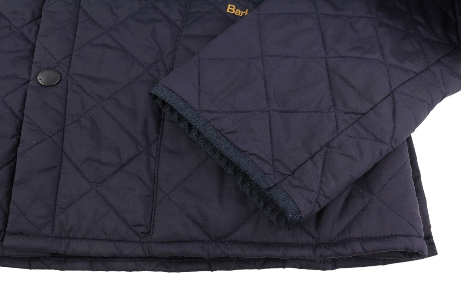 BARBOUR Liddesdale Men Jacket S Dark Blue Snap Buttons Quilted Corduroy Neck