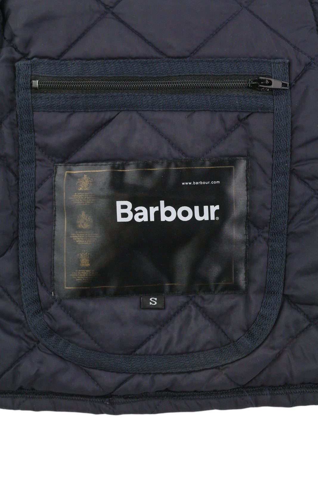 BARBOUR Liddesdale Men Jacket S Dark Blue Snap Buttons Quilted Corduroy Neck