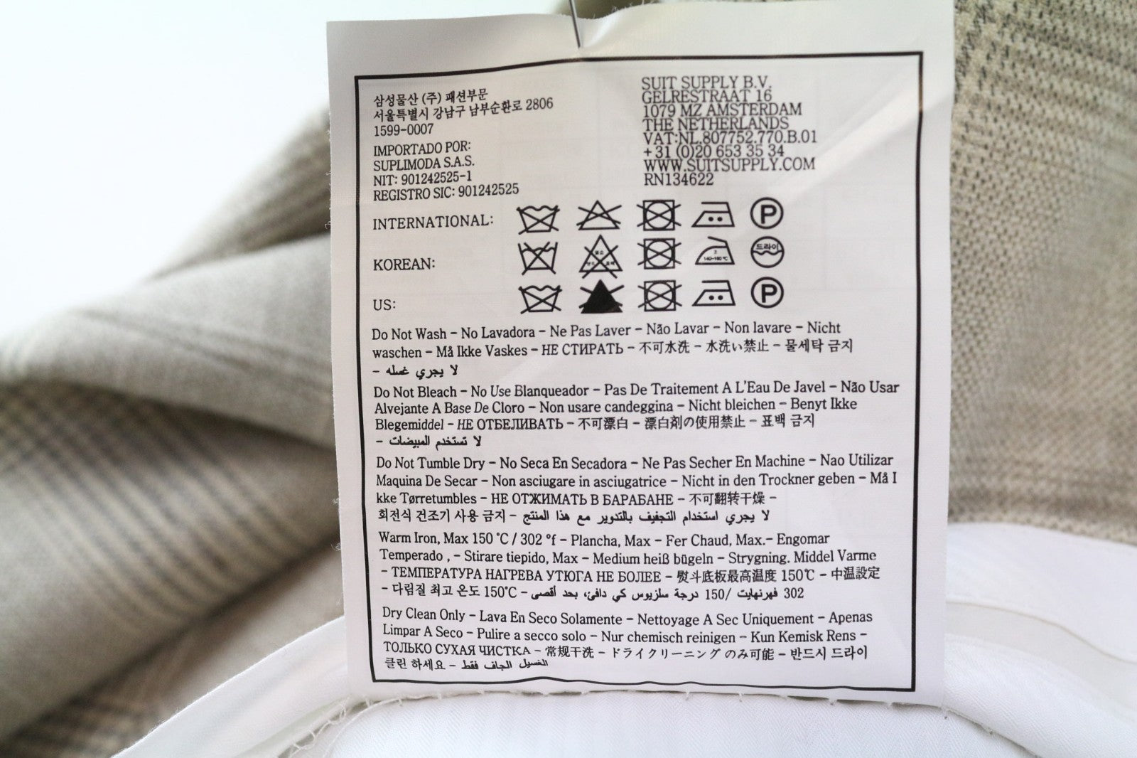 SUITSUPPLY Havana Men's Suit UK36R Beige Check Slim 2Pc Wool Silk Linen Blend