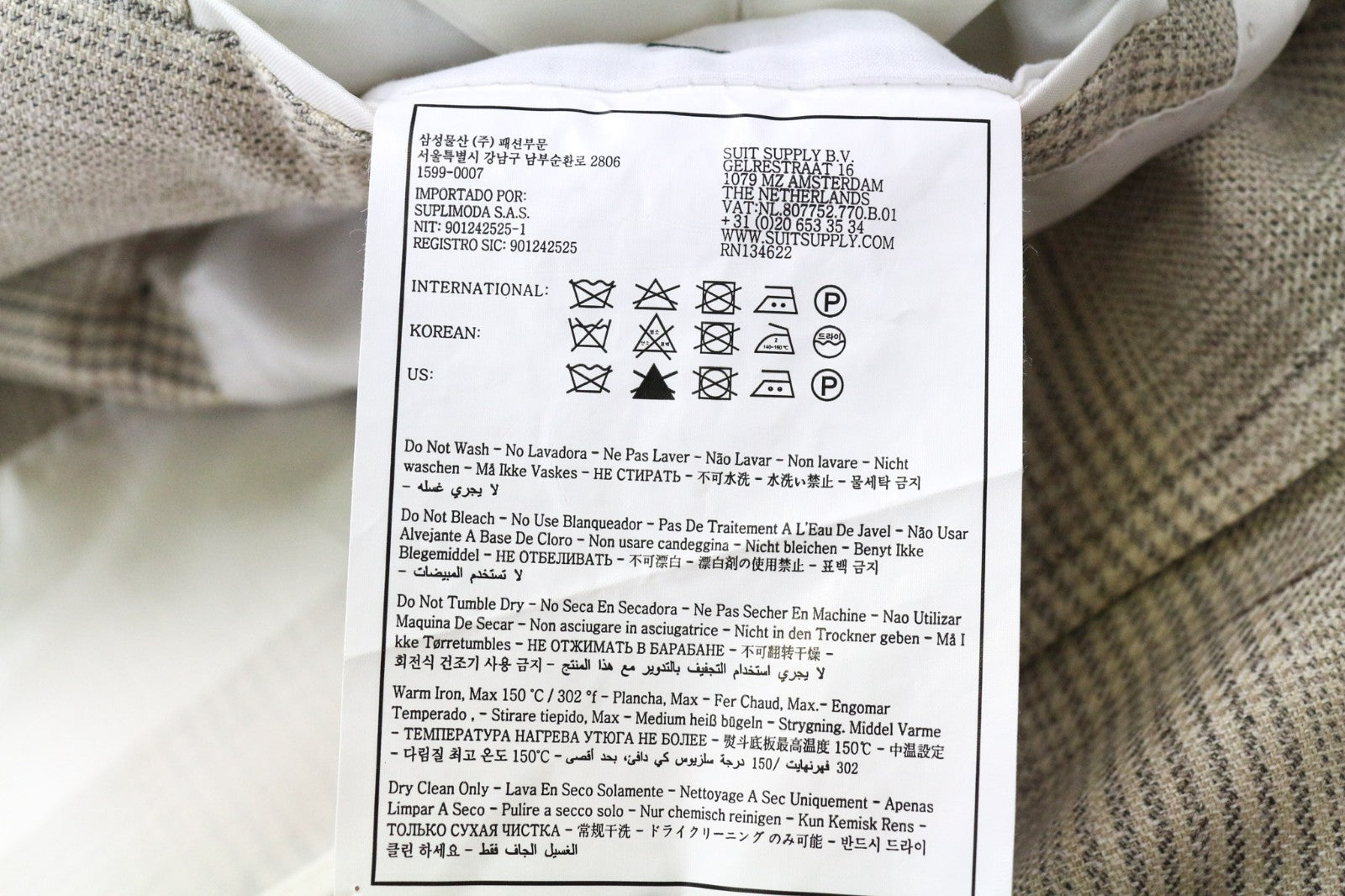 SUITSUPPLY Havana Men's Suit UK36R Beige Check Slim 2Pc Wool Silk Linen Blend