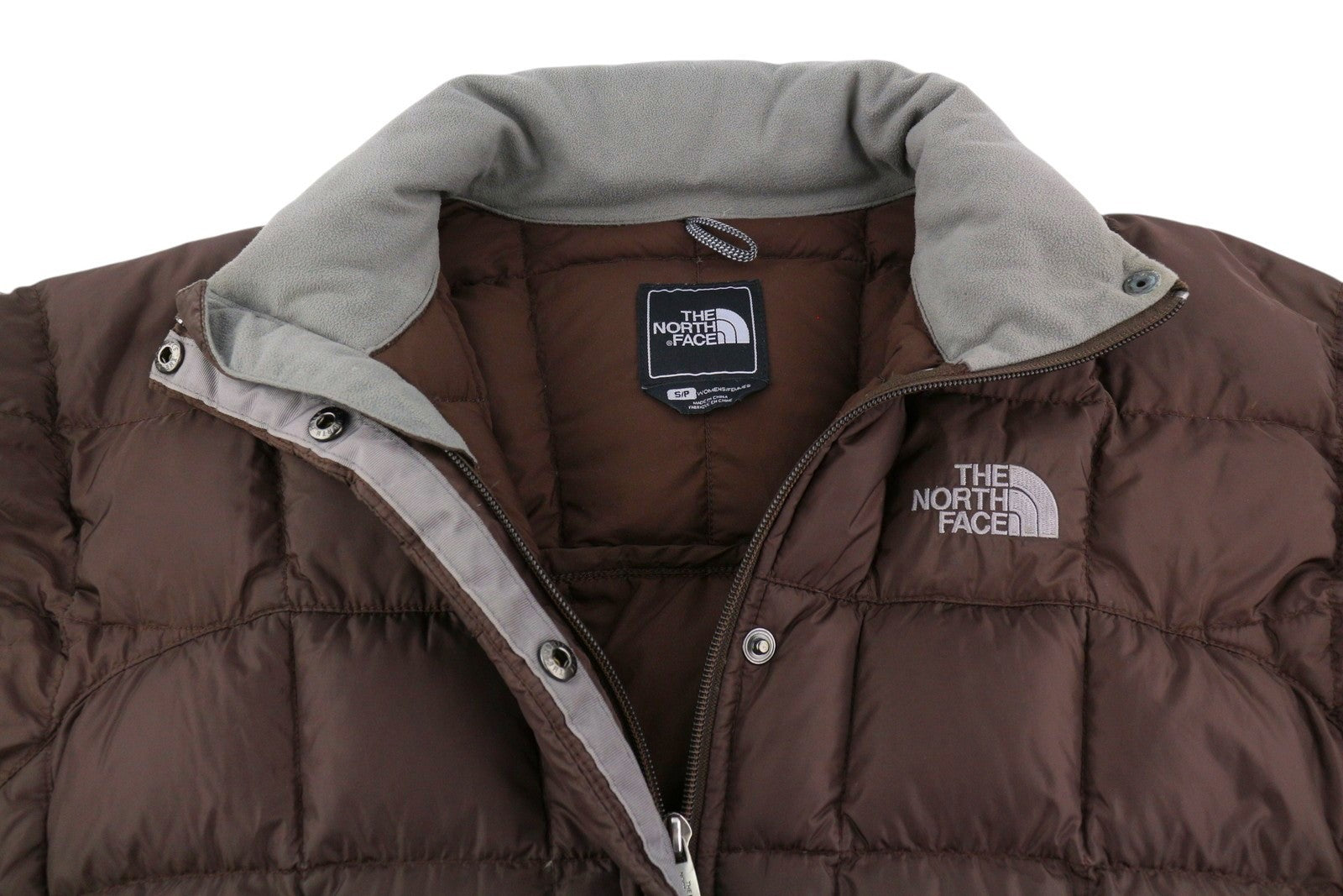 THE NORTH FACE Women Jacket S Brown 600 Down Filled Quilted High Neck Mid-Length