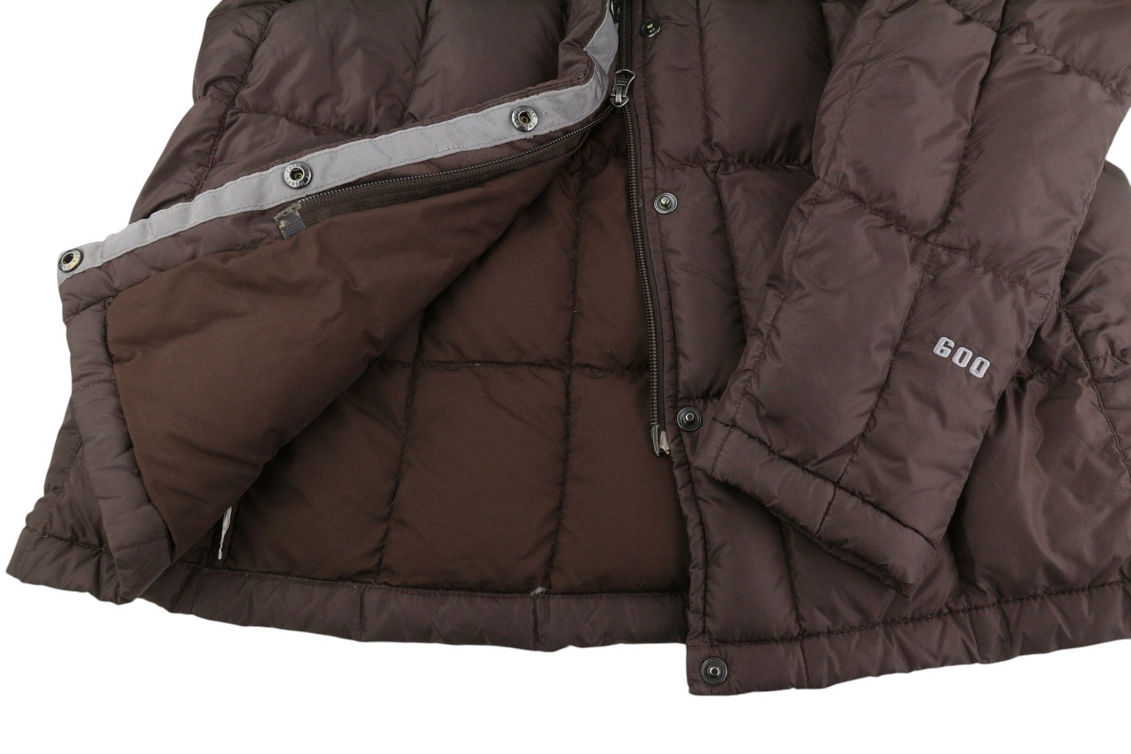 THE NORTH FACE Women Jacket S Brown 600 Down Filled Quilted High Neck Mid-Length