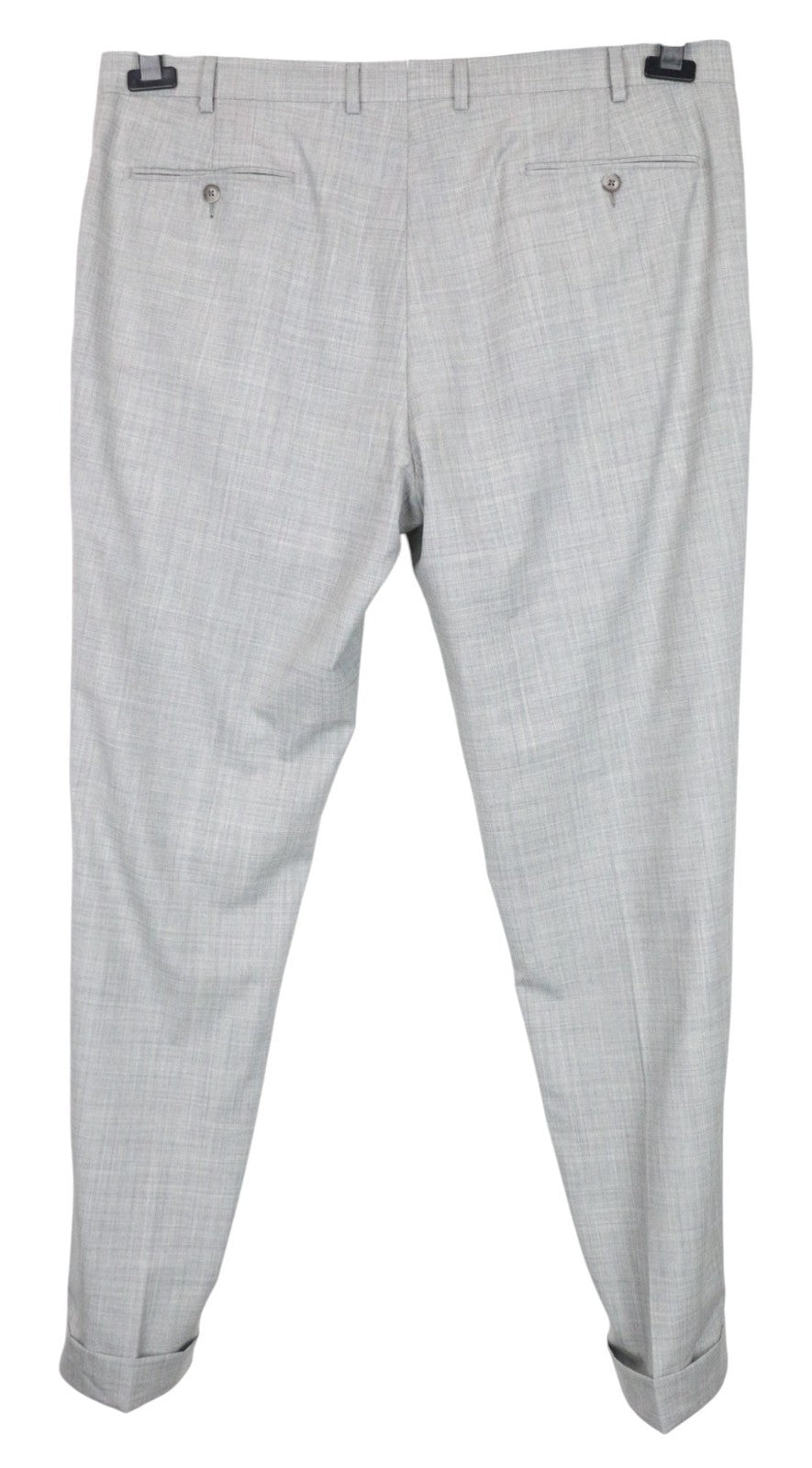 SUITSUPPLY Soho Turn Up Men's Trousers UK44R Grey Melange Wool Flat Slim Front