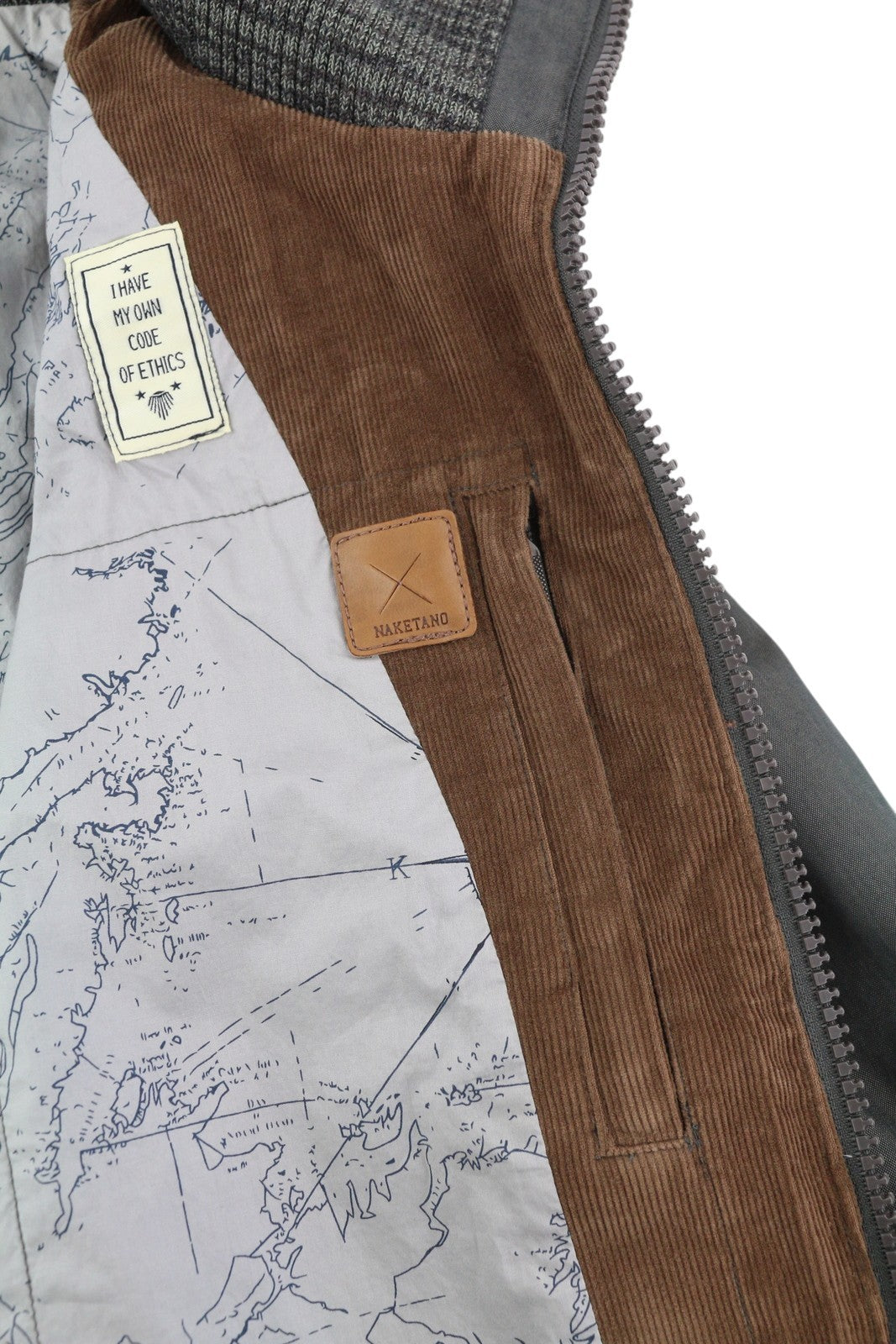 NAKETANO Women Jacket S Grey High Neck Lined Pockets Long Sleeve Lightweight