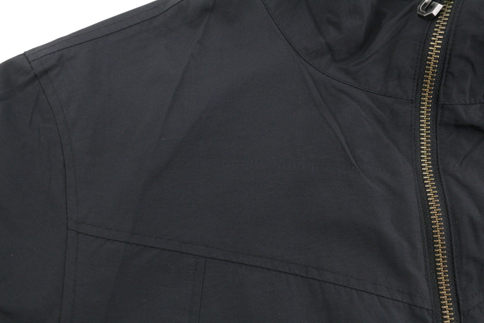 GANT Men Jacket M Black Full Zip High Neck Lined Pockets Logo Nylon Lightweight