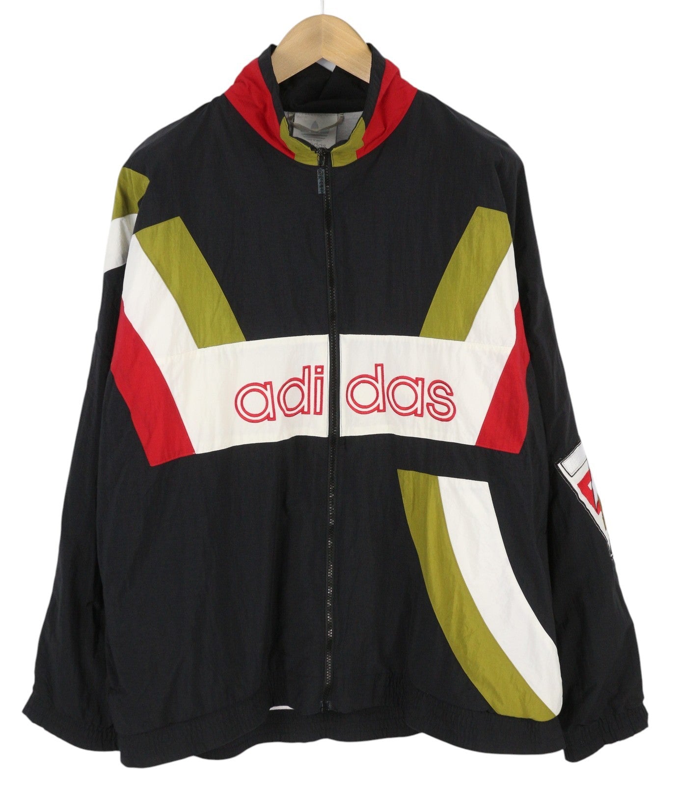 ADIDAS Men Jacket UK44/46 Vintage Black Full Zip Lined Front Logo Lightweight