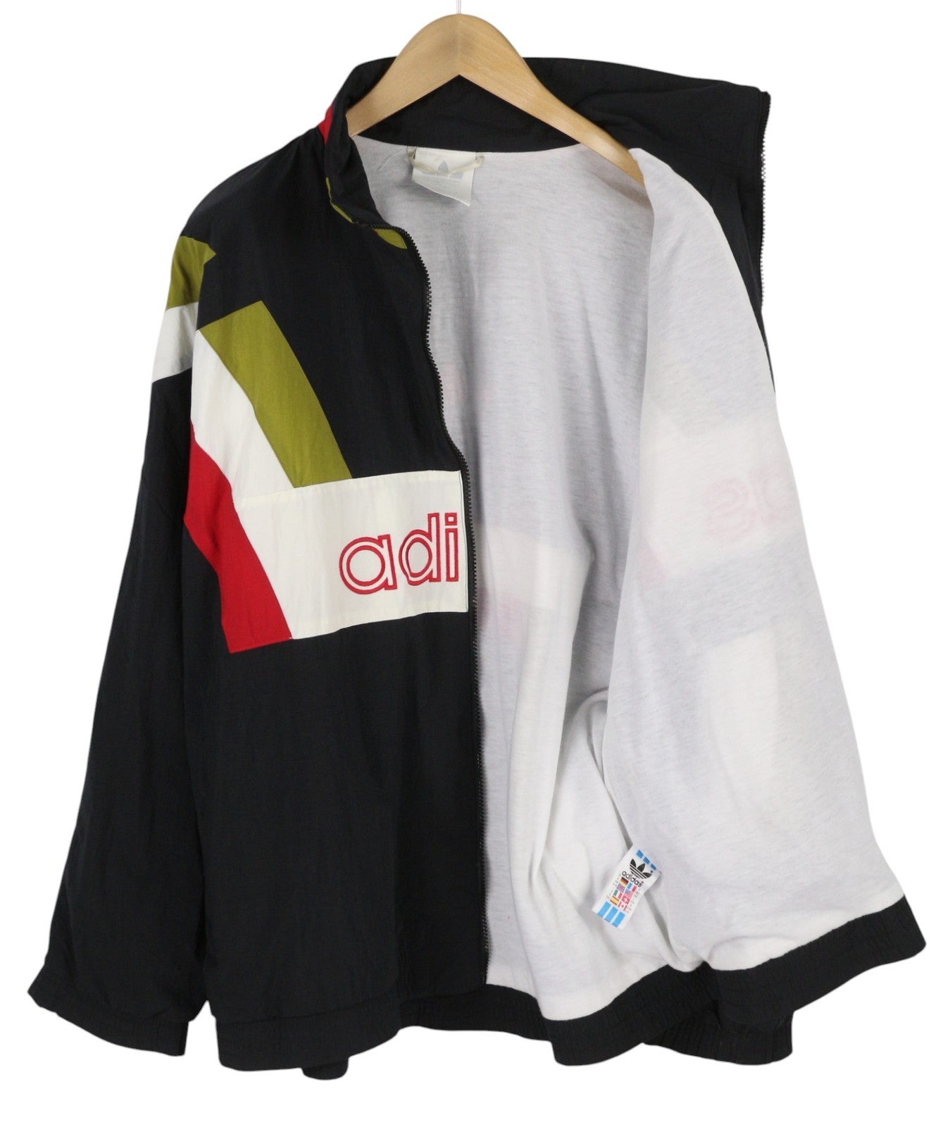 ADIDAS Men Jacket UK44/46 Vintage Black Full Zip Lined Front Logo Lightweight