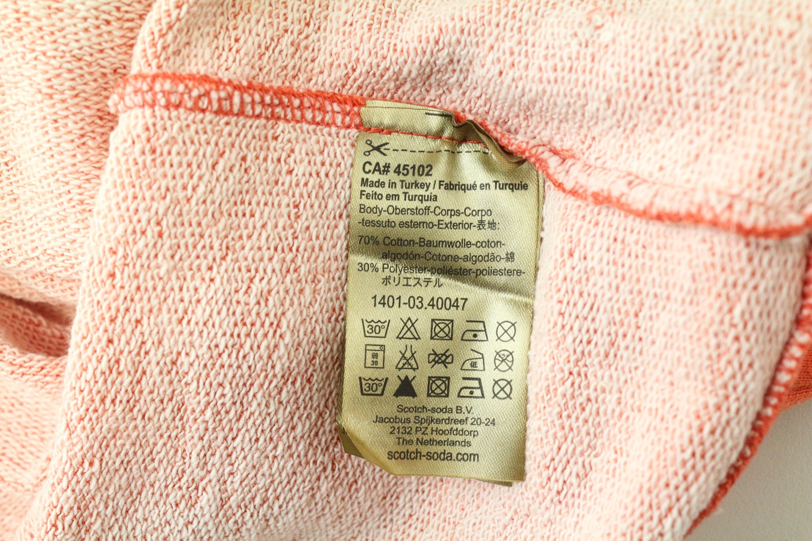 SCOTCH & SODA Ams Couture Men's Sweatshirt 2XL Orange Cotton Long Sleeve Blend