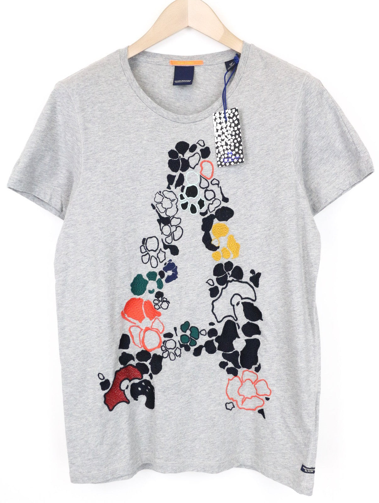 SCOTCH & SODA Ams Blauw Men's T-Shirt M Grey Pure Cotton Short Sleeve Crewneck