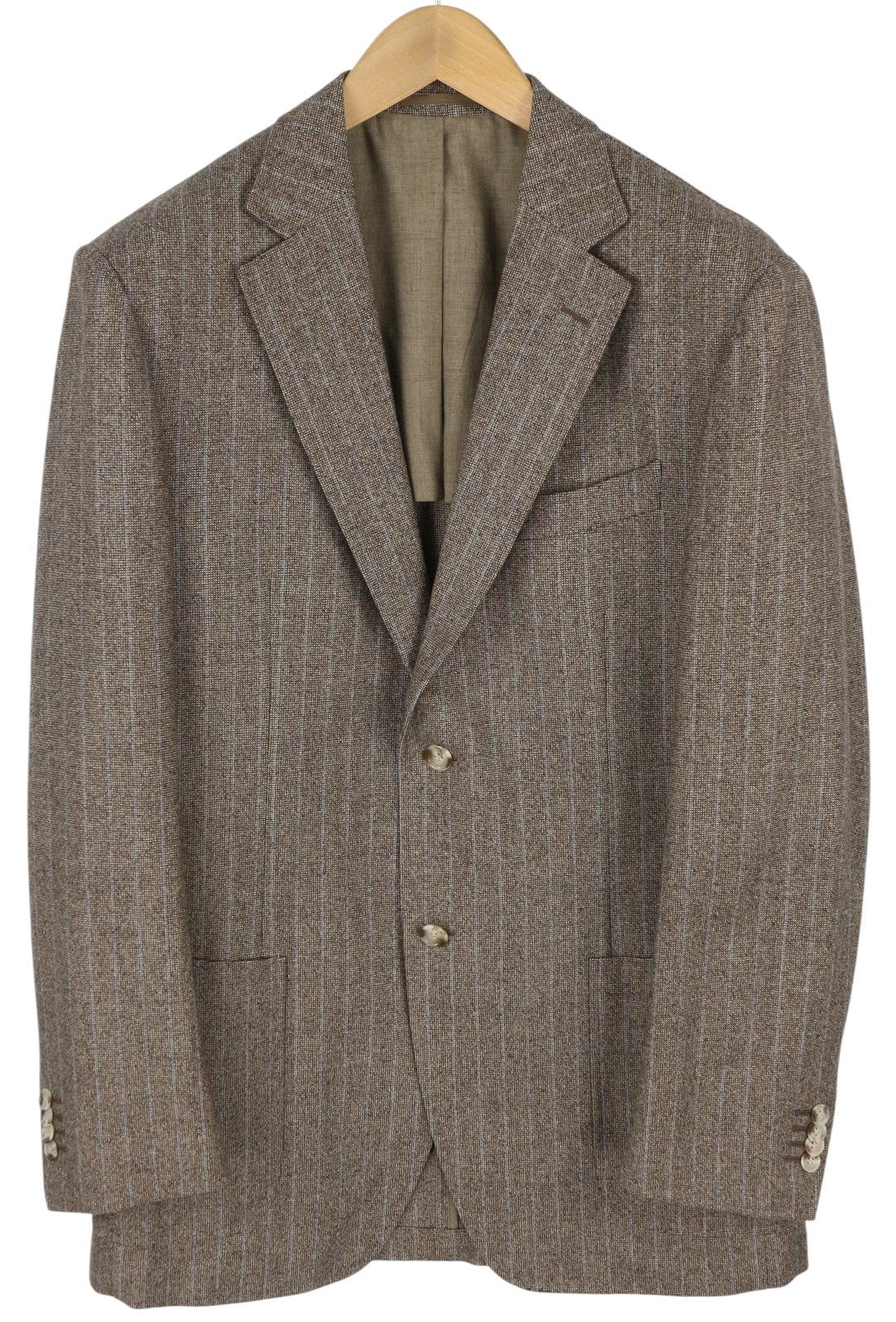 SUITSUPPLY Men Blazer UK40L Brown Pure Wool Half Lined Pinstriped Notch Lapel