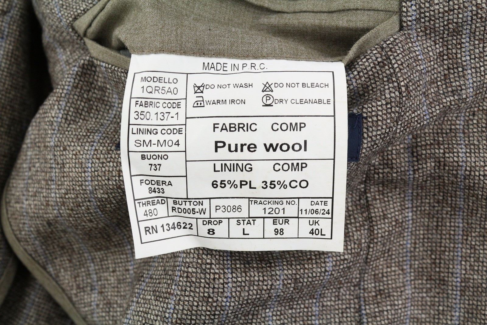 SUITSUPPLY Men Blazer UK40L Brown Pure Wool Half Lined Pinstriped Notch Lapel