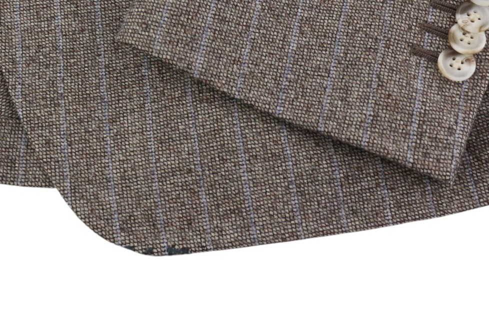 SUITSUPPLY Men Blazer UK40L Brown Pure Wool Half Lined Pinstriped Notch Lapel