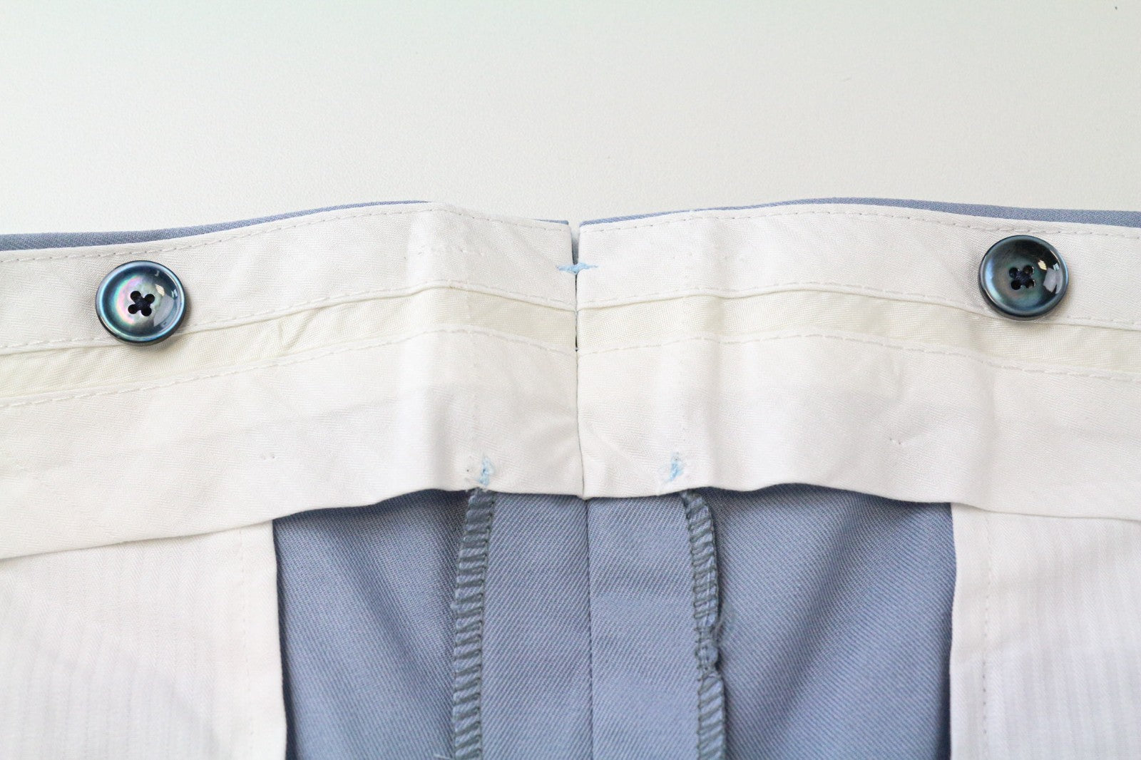 SUITSUPPLY Brescia Men's Trousers UK38R Blue Cotton Slim Fit Pleated Front